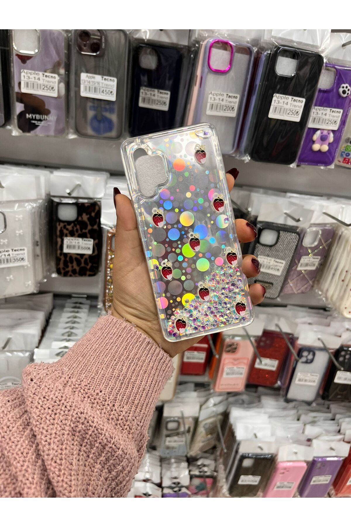 TECNOTREND Galaxy A32 4G sıvı parıltılı Hologramlı şeffaf silikon kılıf