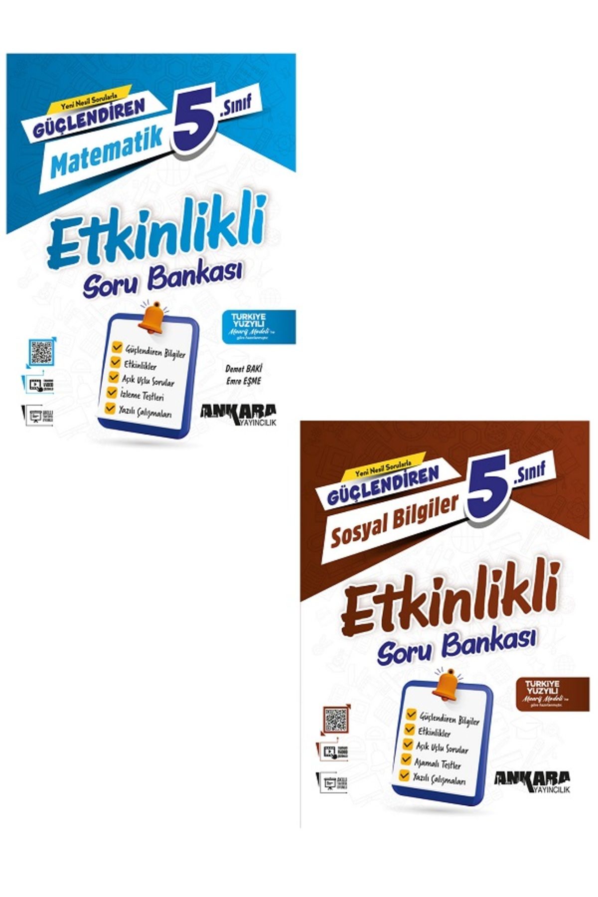 Evrensel İletişim Yayınları 5.Sınıf Ankara Güçlendiren Matematik + Sosyal Bilgiler Etkinlikli Soru Bankaları / 2 KİTAP / YENİ