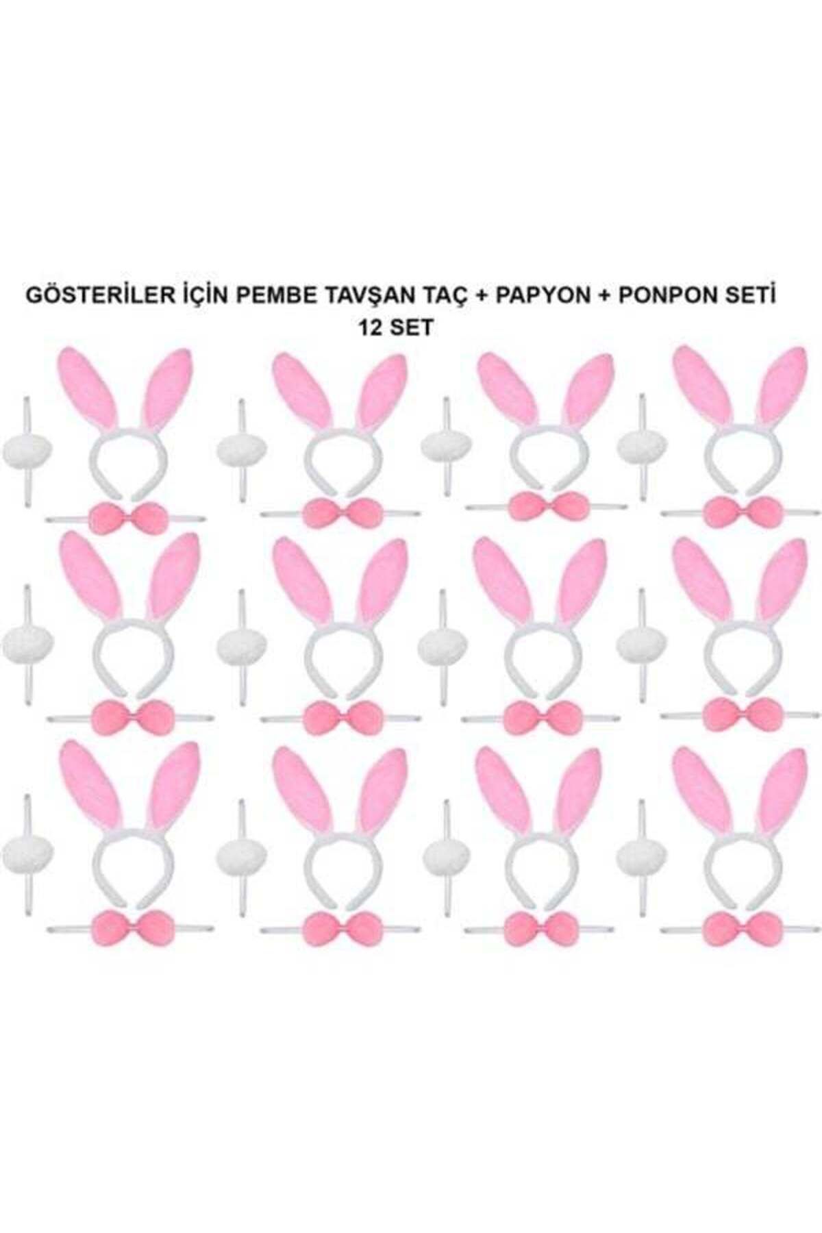 Emperium Pembe Tavşan Kostüm Seti – , Papyon, Ponpon (12’Li Paket)