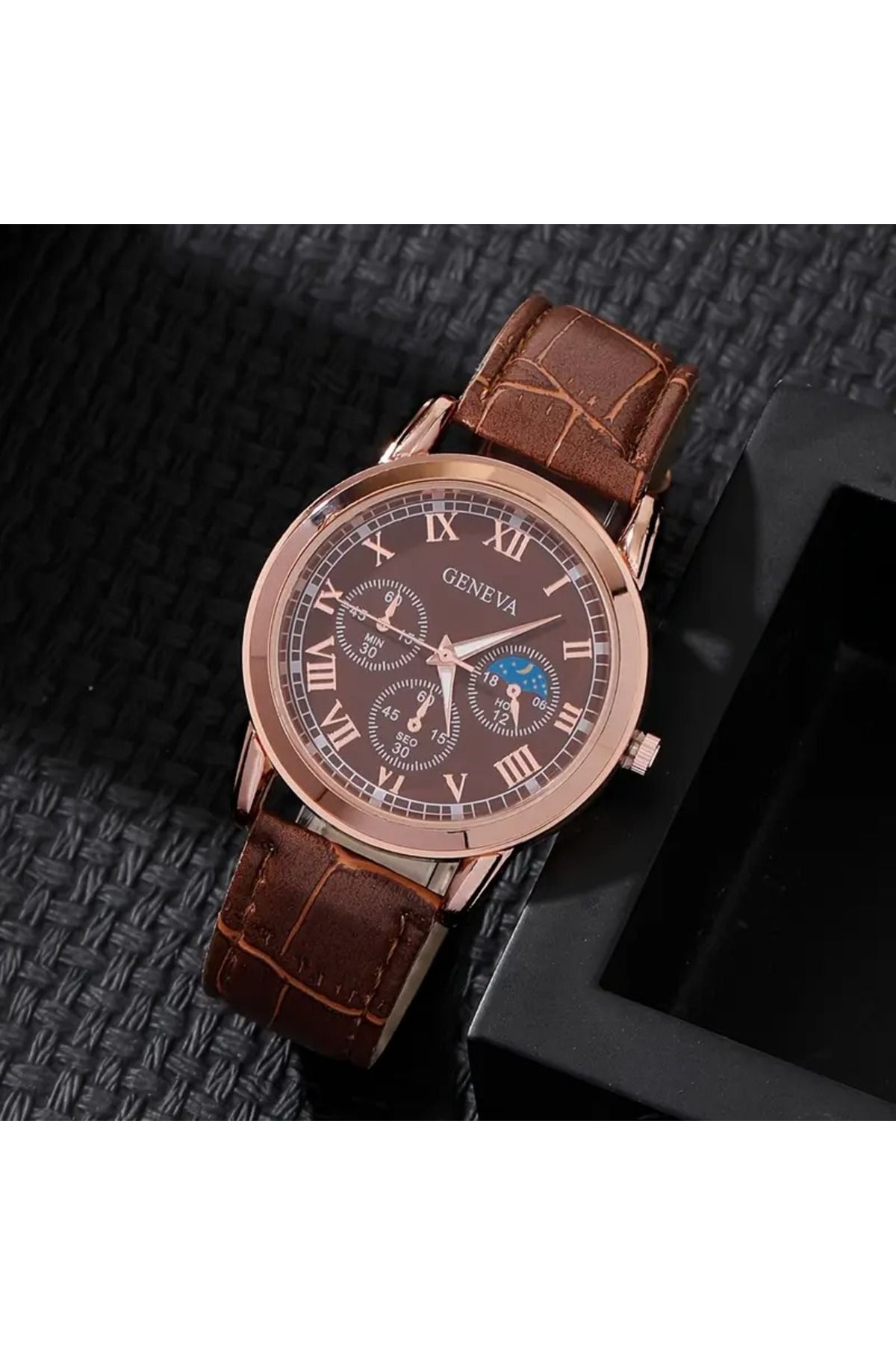 Feron accessories Altın Kasa Erkek Kol Saati – Deri Kordonlu Analog Saat TM-521