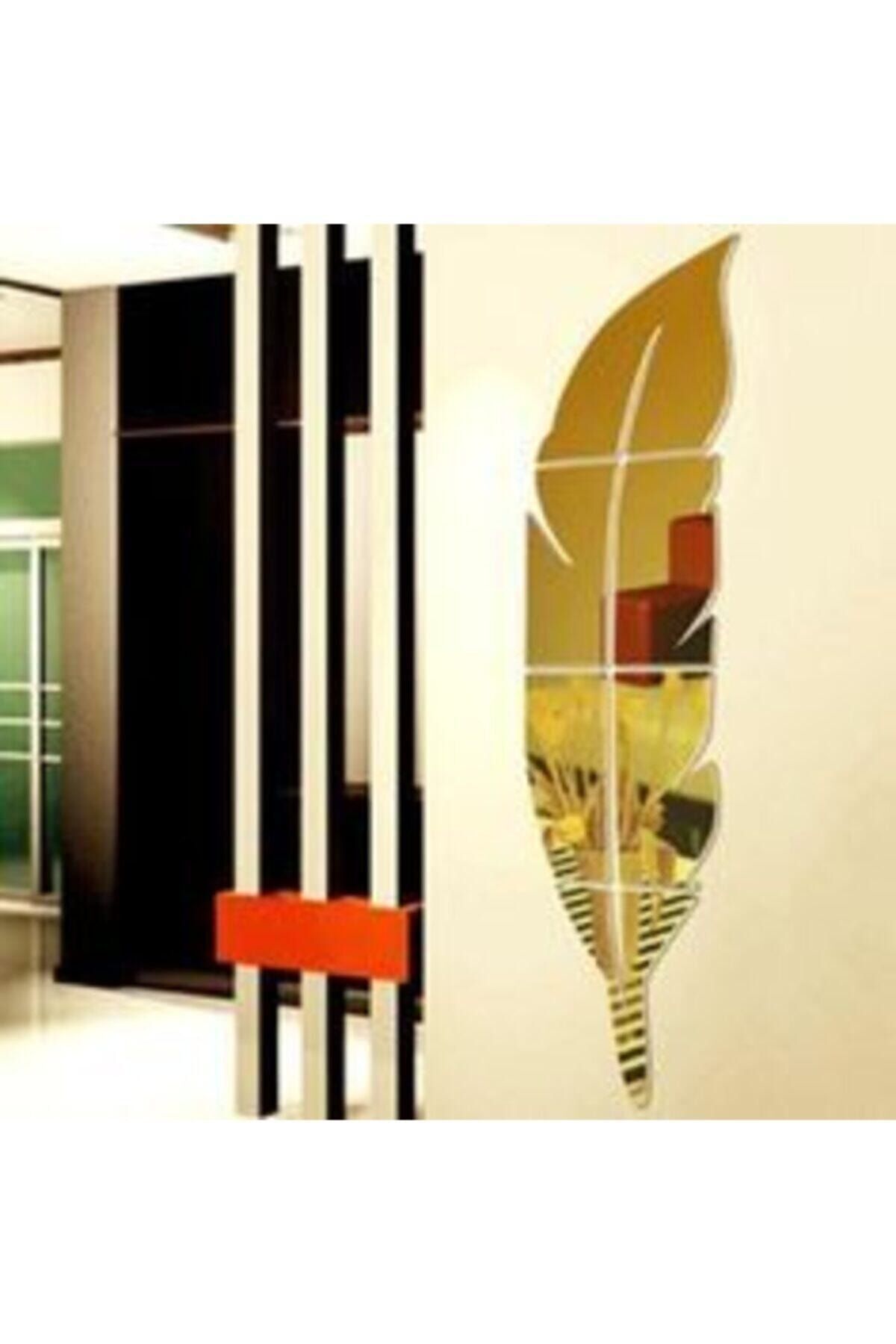 Elioure Altın Tüy Desenli Dekoratif Ayna Pleksi 70x20, Şık ve Estetik Havalı Hediyelik