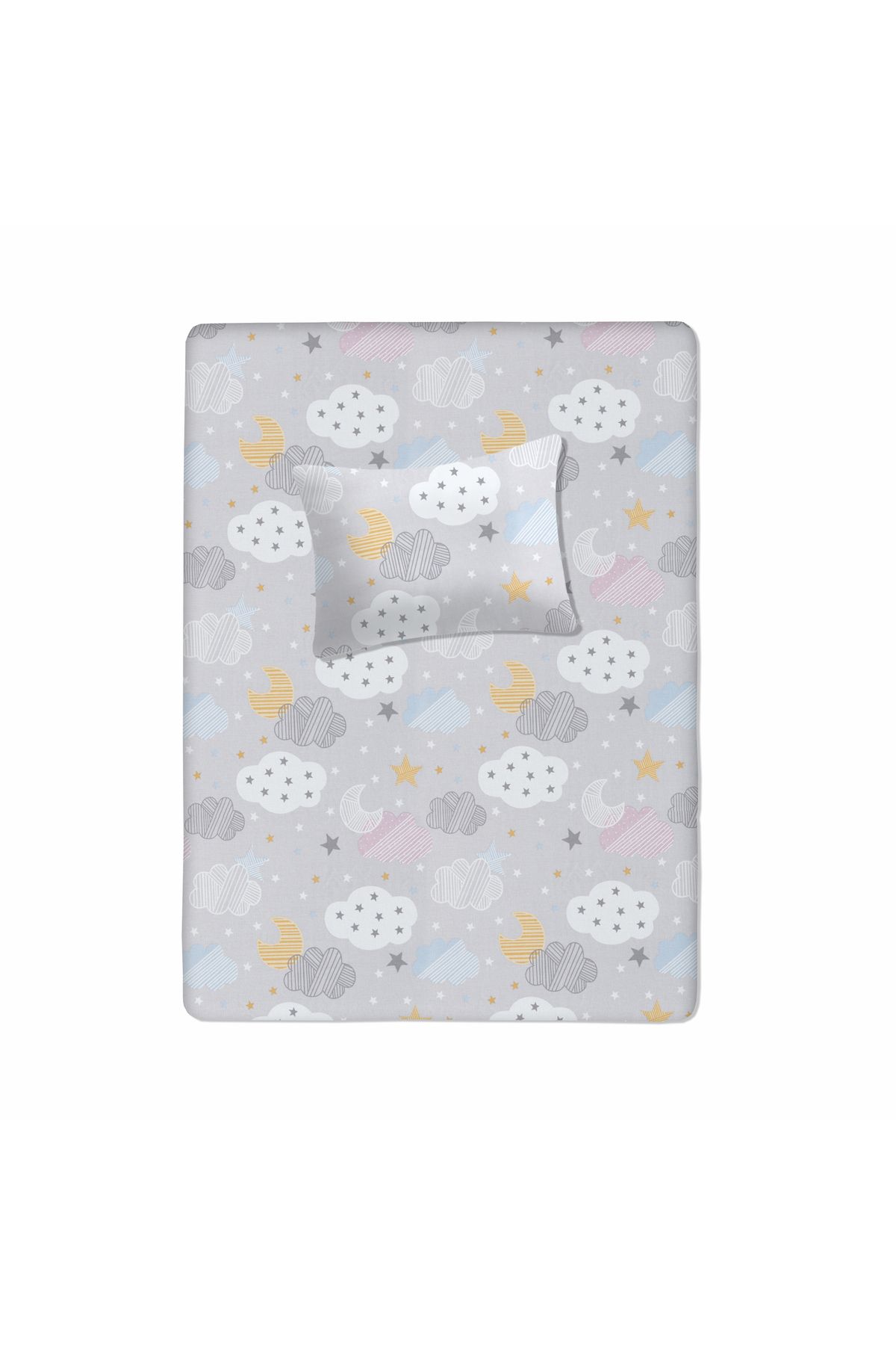 Lief Home %100 Pamuklu Bebek Lastikli Çarşaf 70x130+20 | Bebek Yastık Kılıfı 35x45