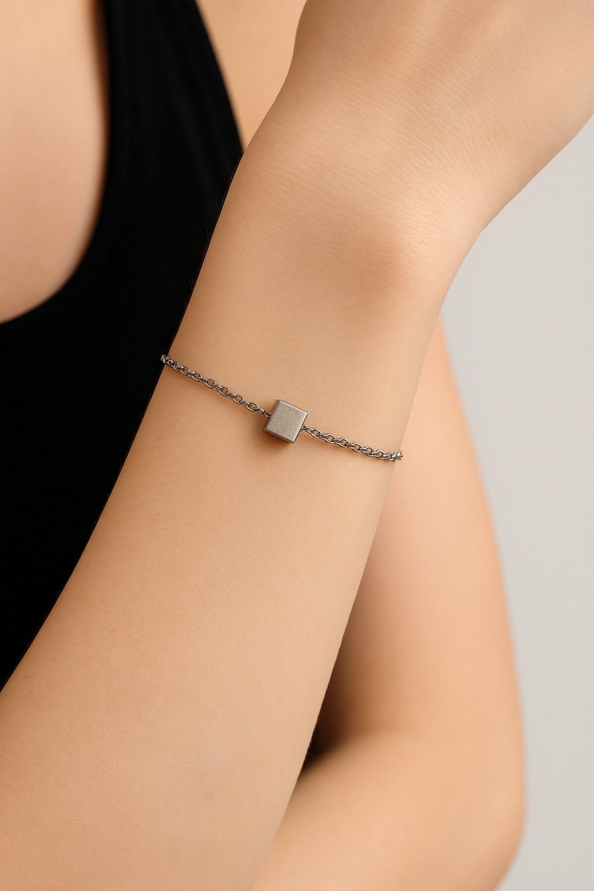 X-Lady Accessories Gümüş Renk Sf Küp Zincir Unisex Çelik Bileklik - 3384