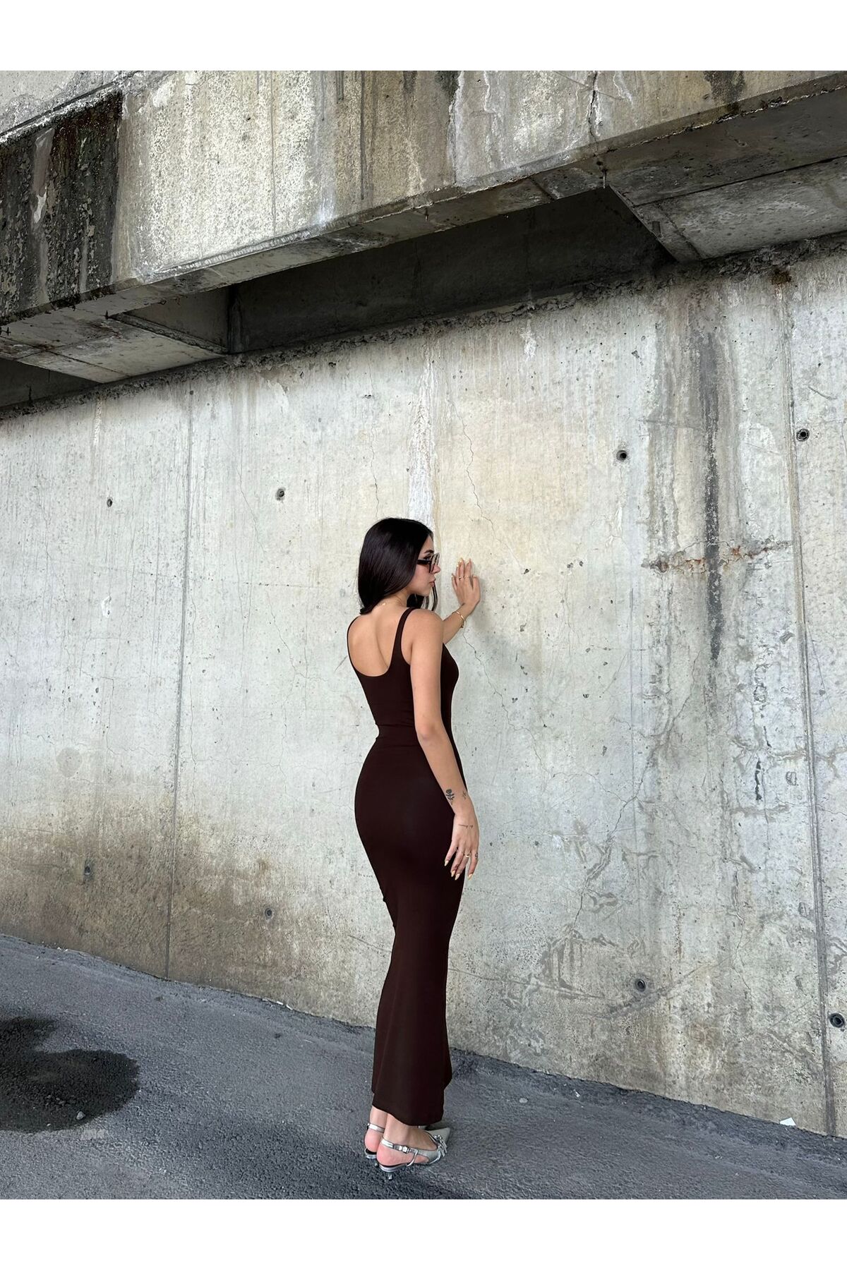 ELBEY  Uzun Kare Yaka Elbise - Görsel 5