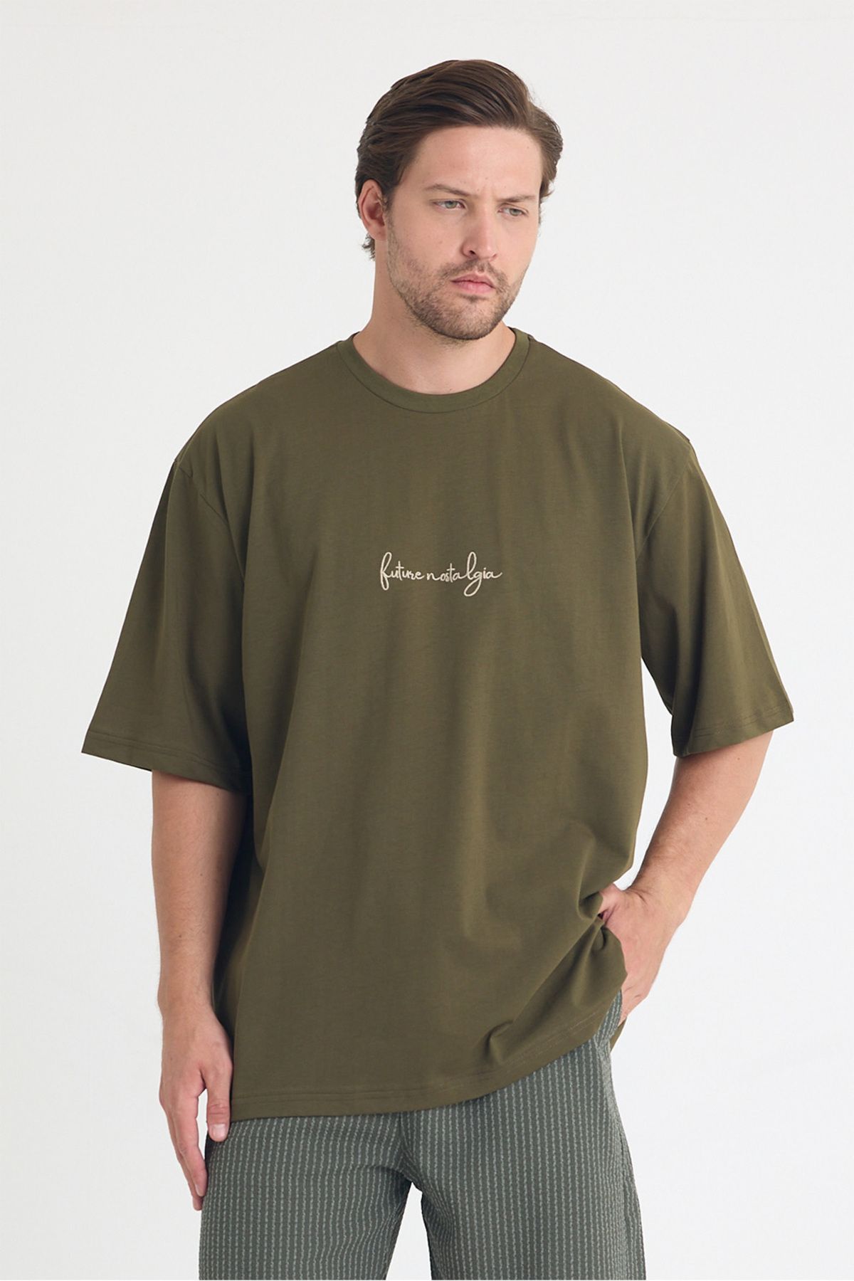 gothamvibes Erkek Relaxed 004 Oversize Haki T-Shirt