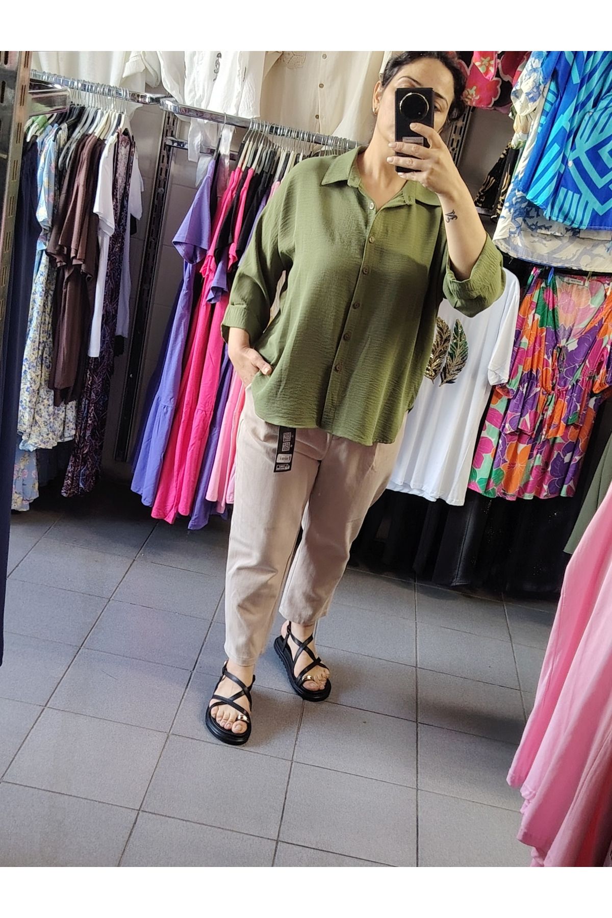 tellevolle gabardin ince kot görünümlü kemerli pantolon