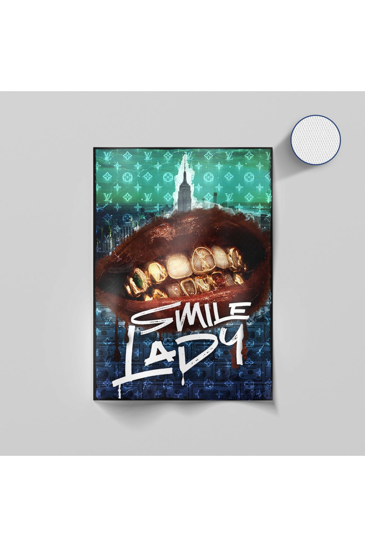 Yzc Store Smile Lady Kanvas Poster - New York & Para Temalı Dudak Tablosu