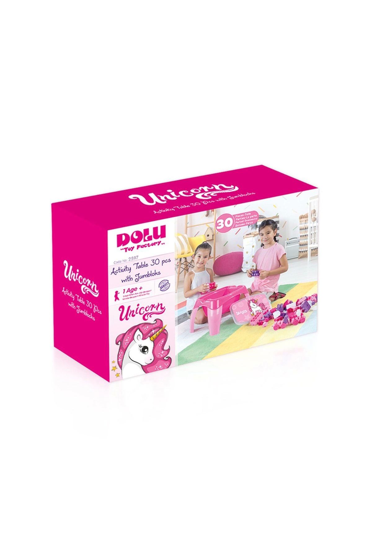 ÖYKÜ VE YİĞİT 2598 Unicorn Aktivite Masası 30 Parça Blok Seti ile