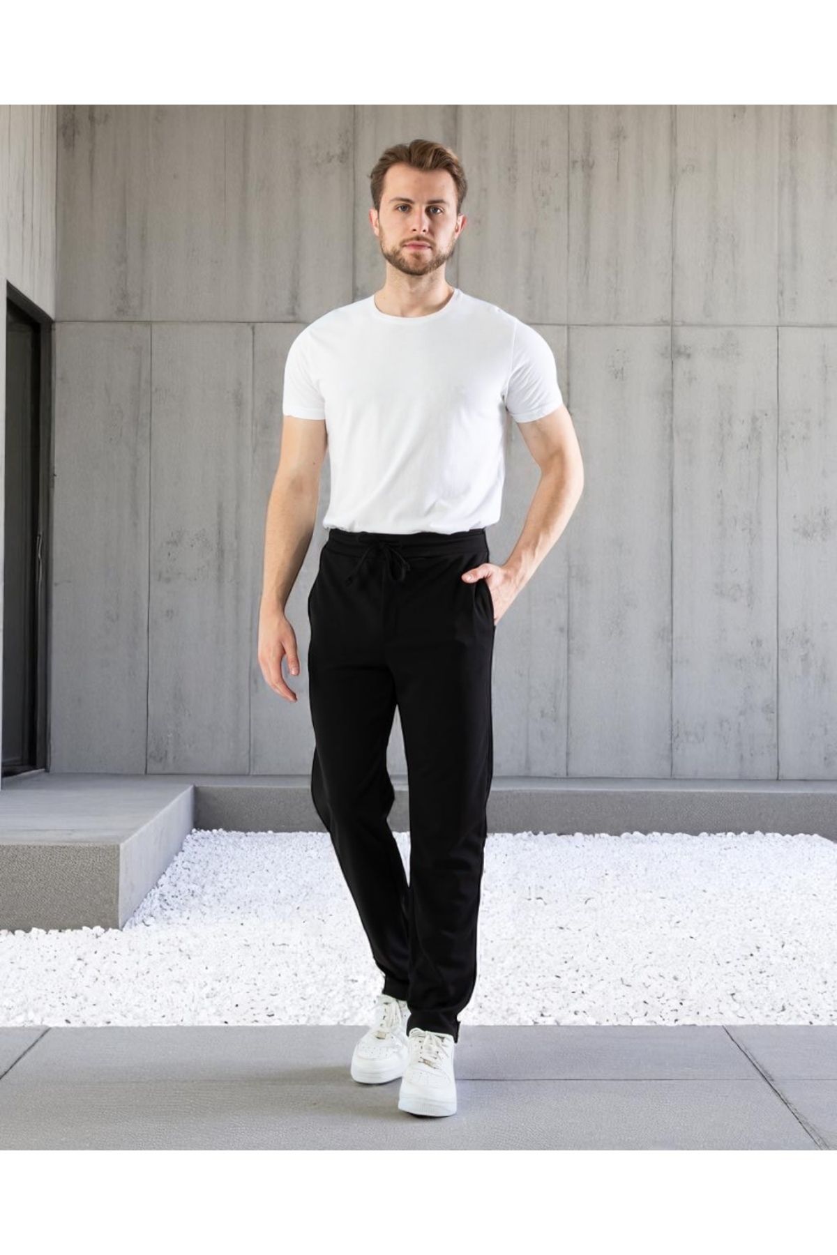 VOGUEMET Erkek Slim Fit Jogger Pantolon | Bağcıklı Cepli Bilek Boy Rahat Kalıp |