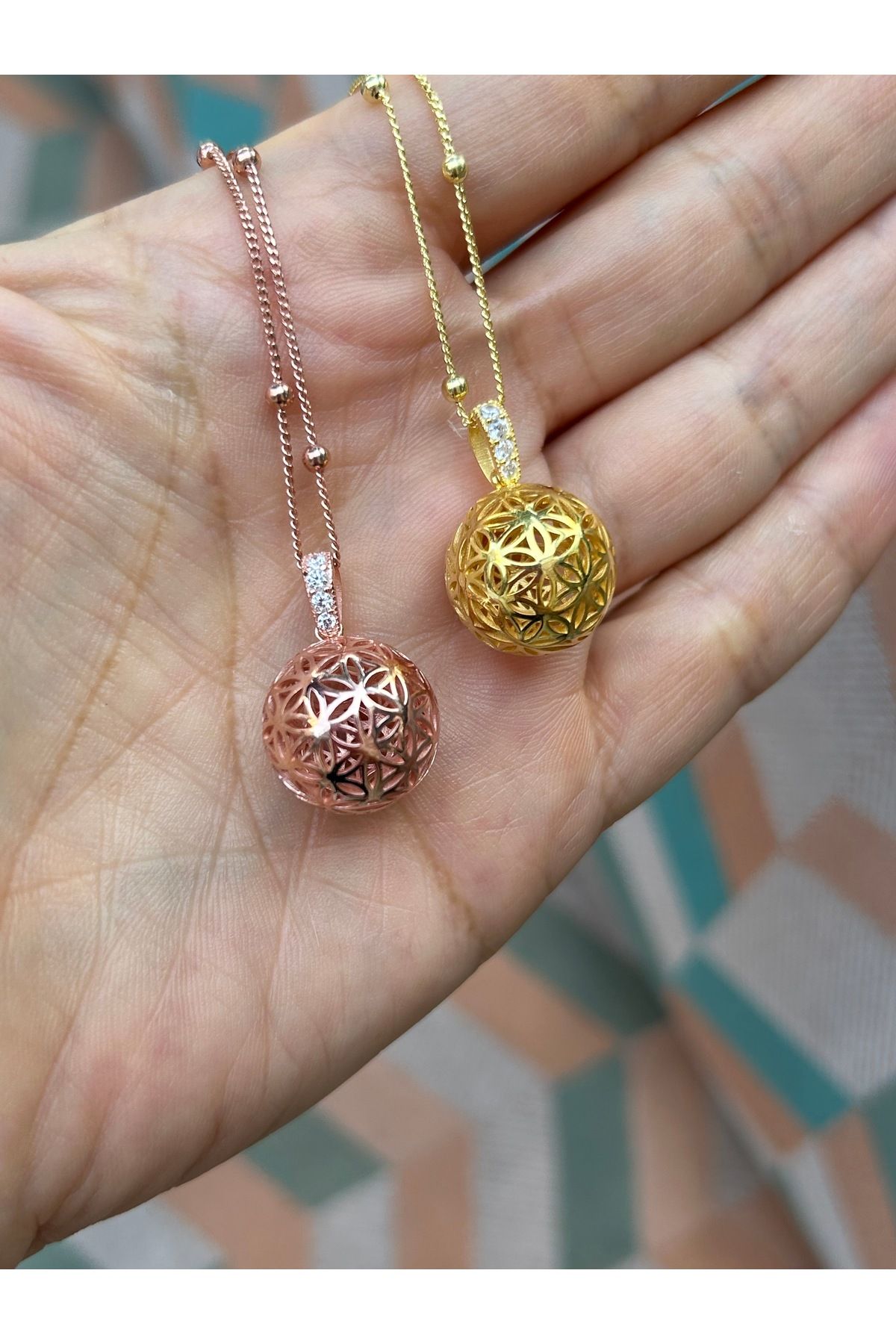 Shaman İstanbul Gold Yaşam Çiçeği Globe Kolye