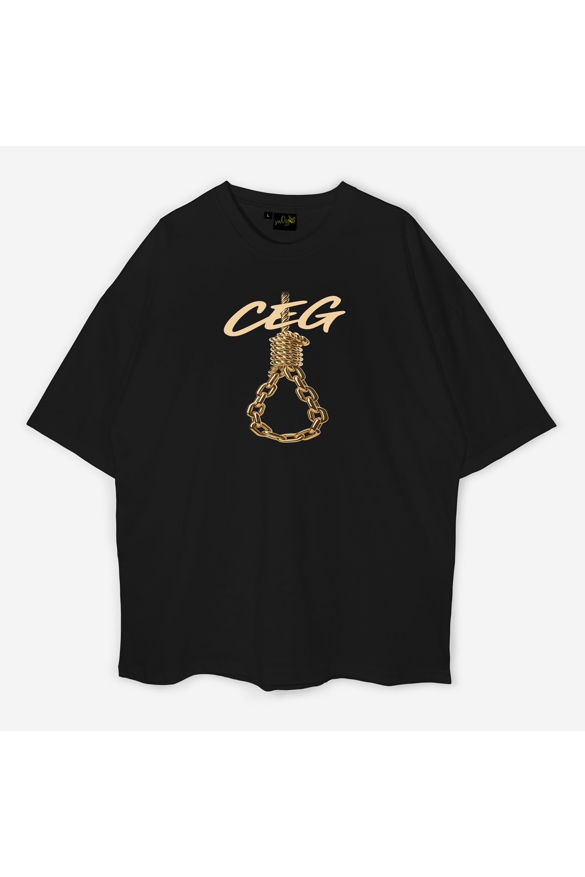 swOzz CEG Baskılı Regulat Fit Siyah Tişört – Erkek & Unisex