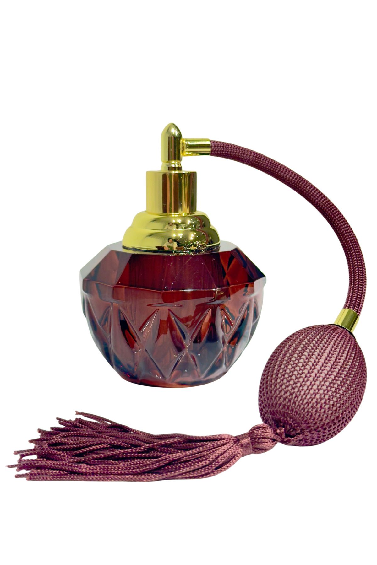 Lara Decor Vintage Pompalı Parfüm Şişesi Veloura Mürdüm