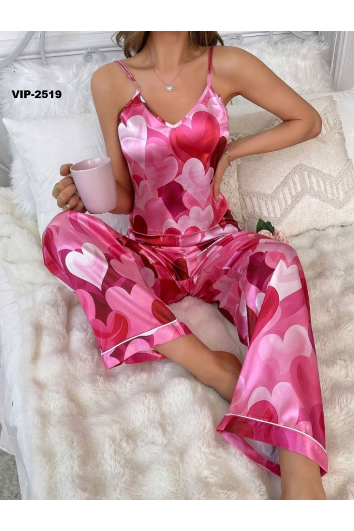 Peille Saten Askılı Pijama Takımı