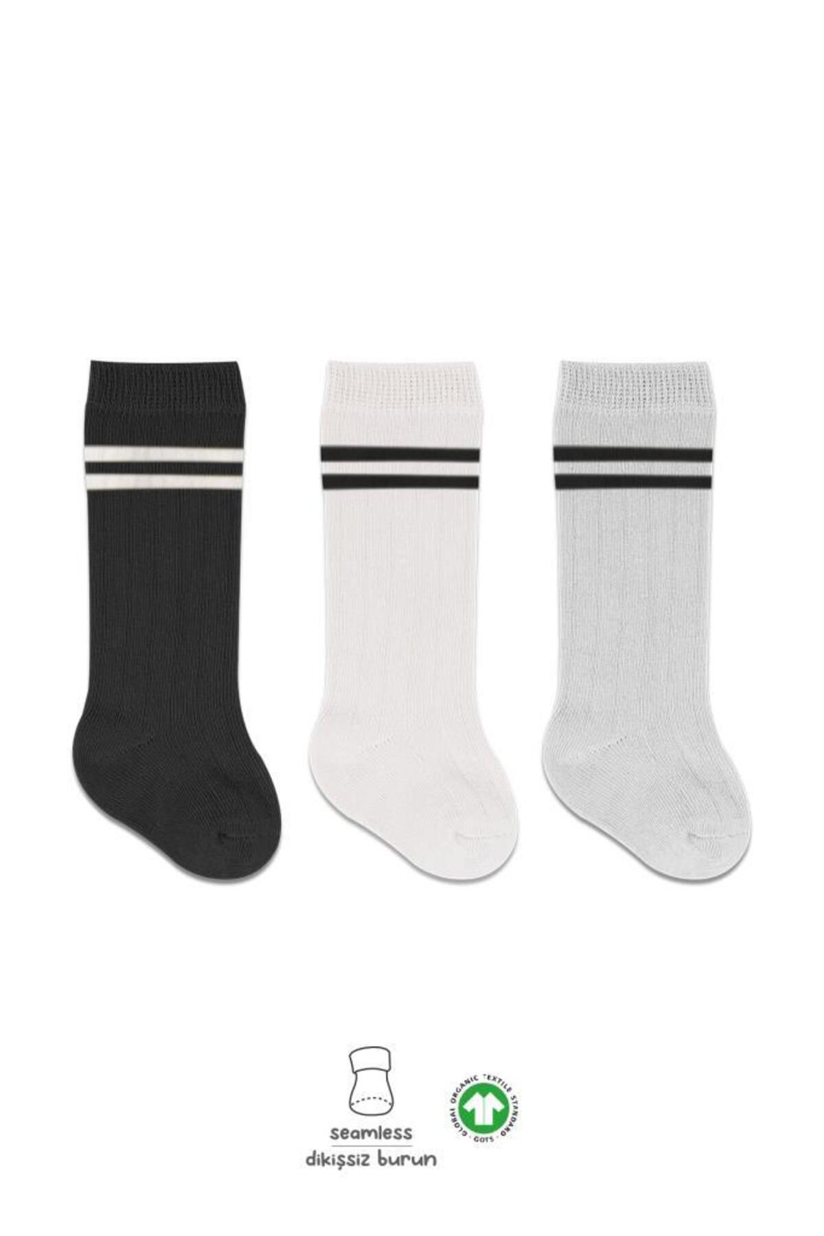 S PAZARIM Nessiworld Bistyle Derby Dizaltı Çorap 3'Lü BS40101 Siyah Ekru Gri Çemberli