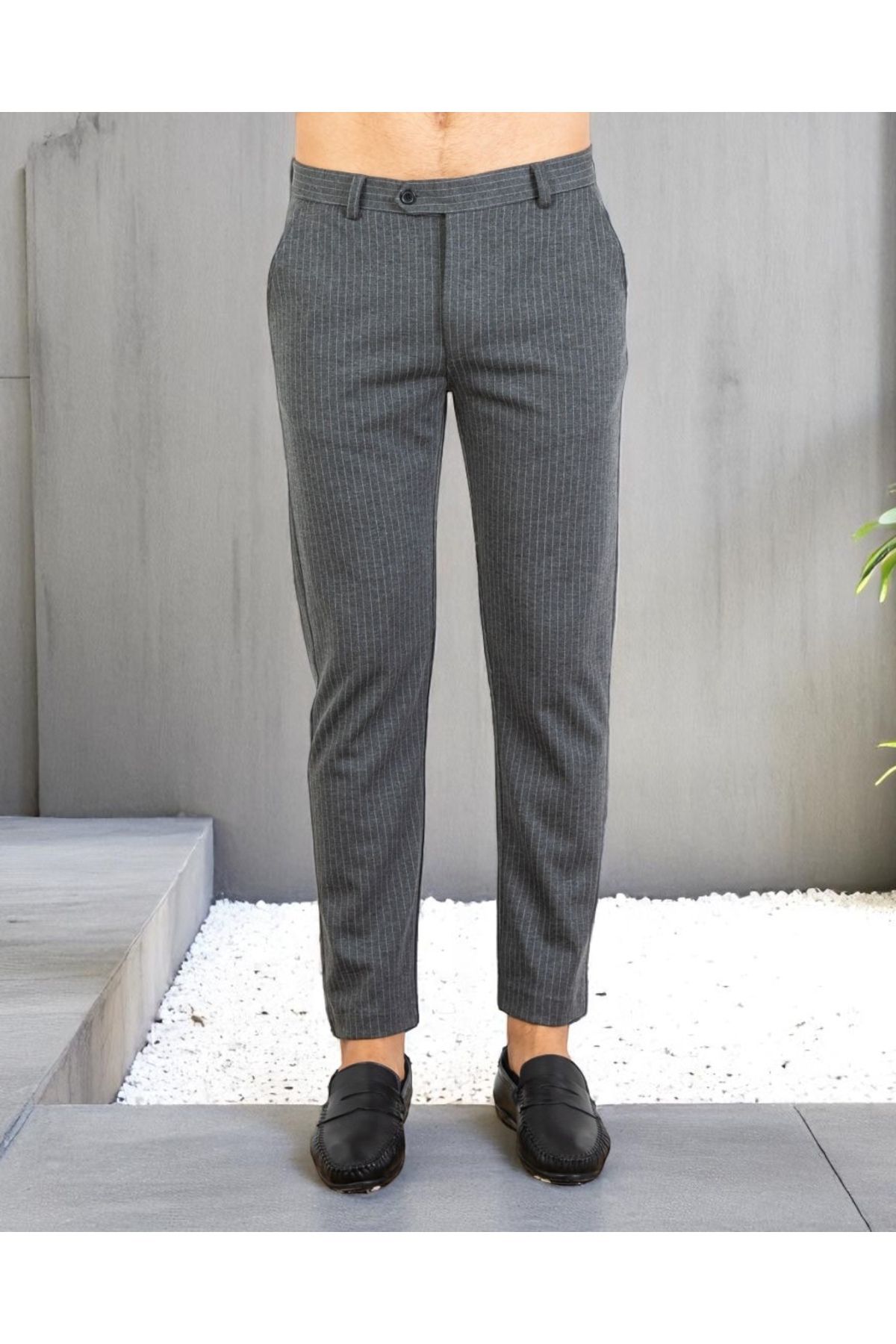 VOGUEMET Erkek Çizgili Kumaş Pantolon Slim Fit | Şık ve Rahat Kesim Ofis & Günlük Stil