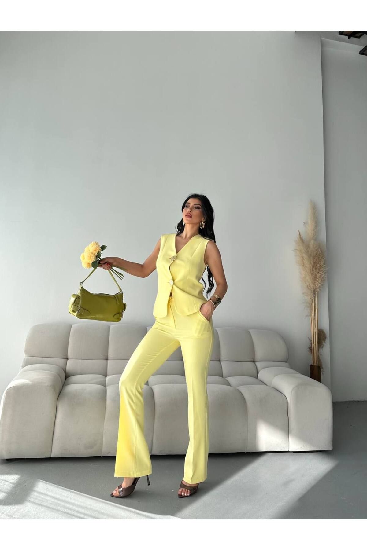 MVK GİYİM Gold Düğmeli İkili Takım