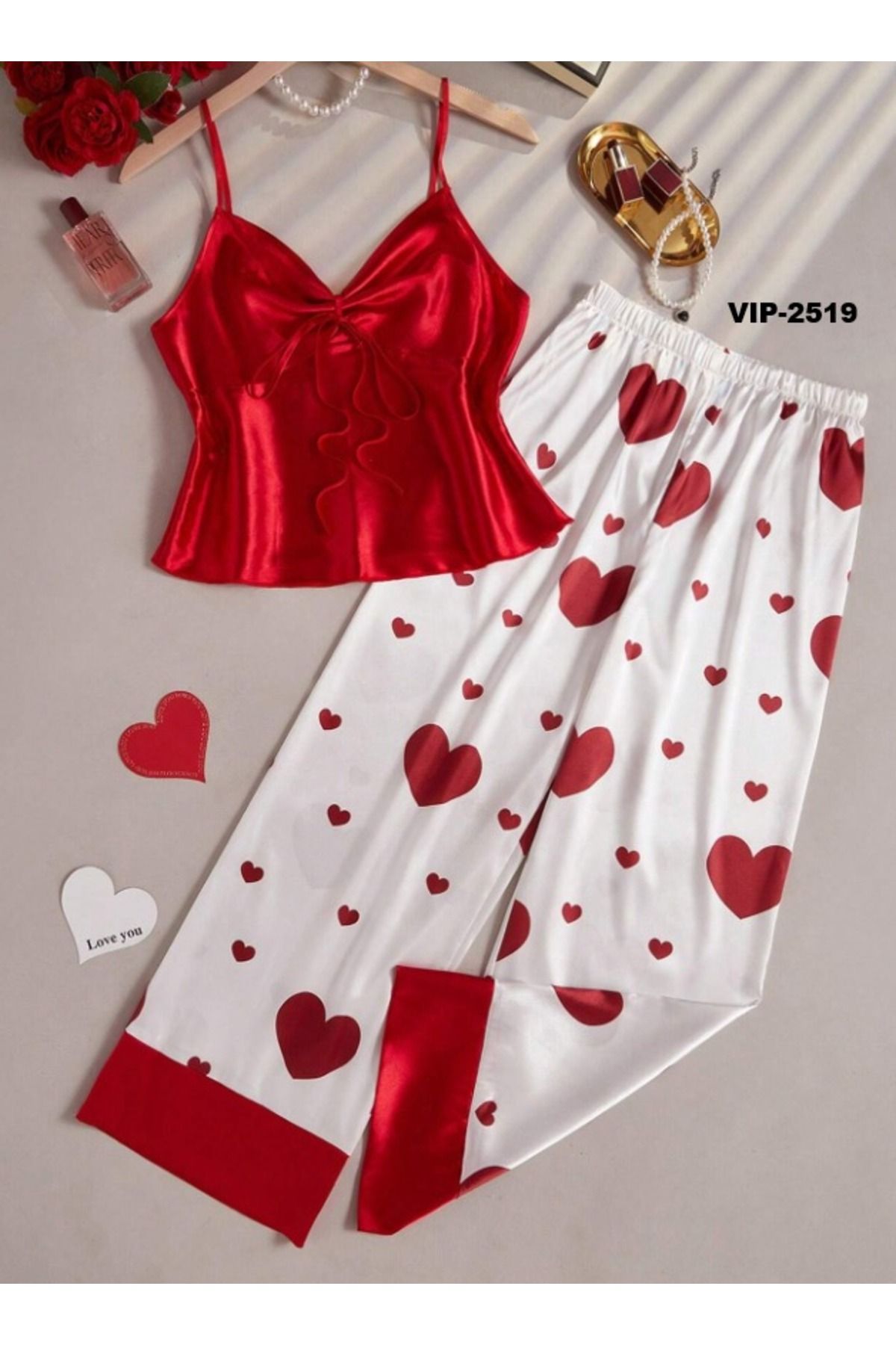 Peille Saten Askılı Pijama Takımı