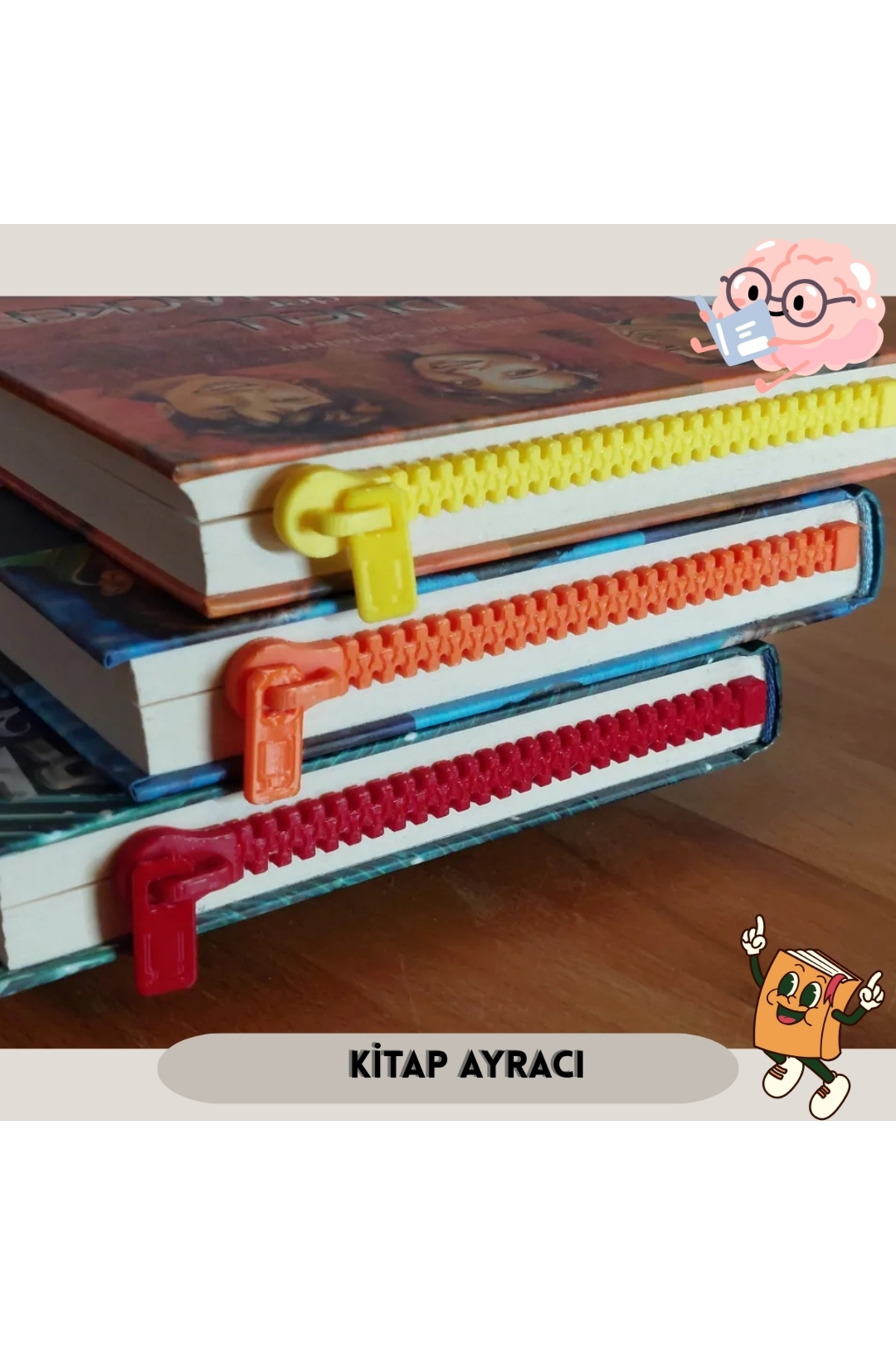 Hediyem Senin İçin 3D Fermuar Şeklinde Kitap Ayracı | Renkli Esprili PLA Hediyelik Okuma Ayraçları