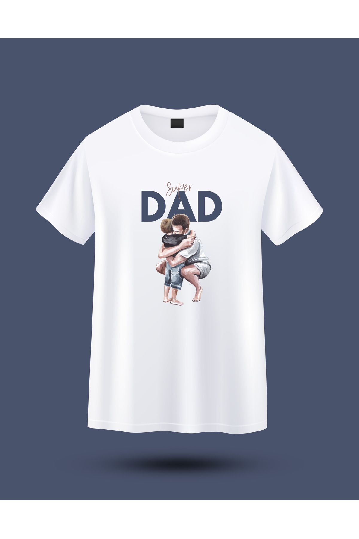 KAYMER TEKS Unisex Dad Baba Baskılı Oversize Beyaz Tişört