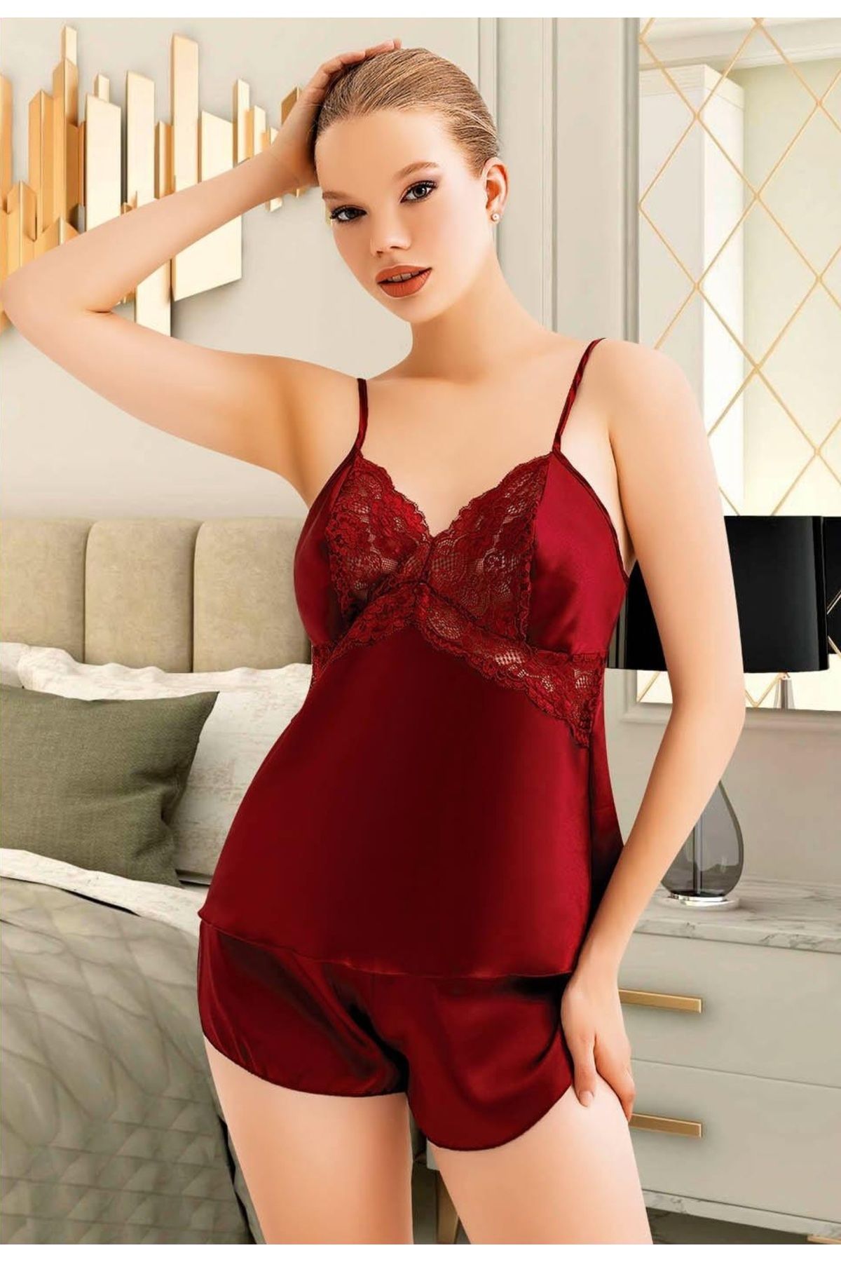 Miss Laris Lingerie Saten Şortlu Takım LRS3096