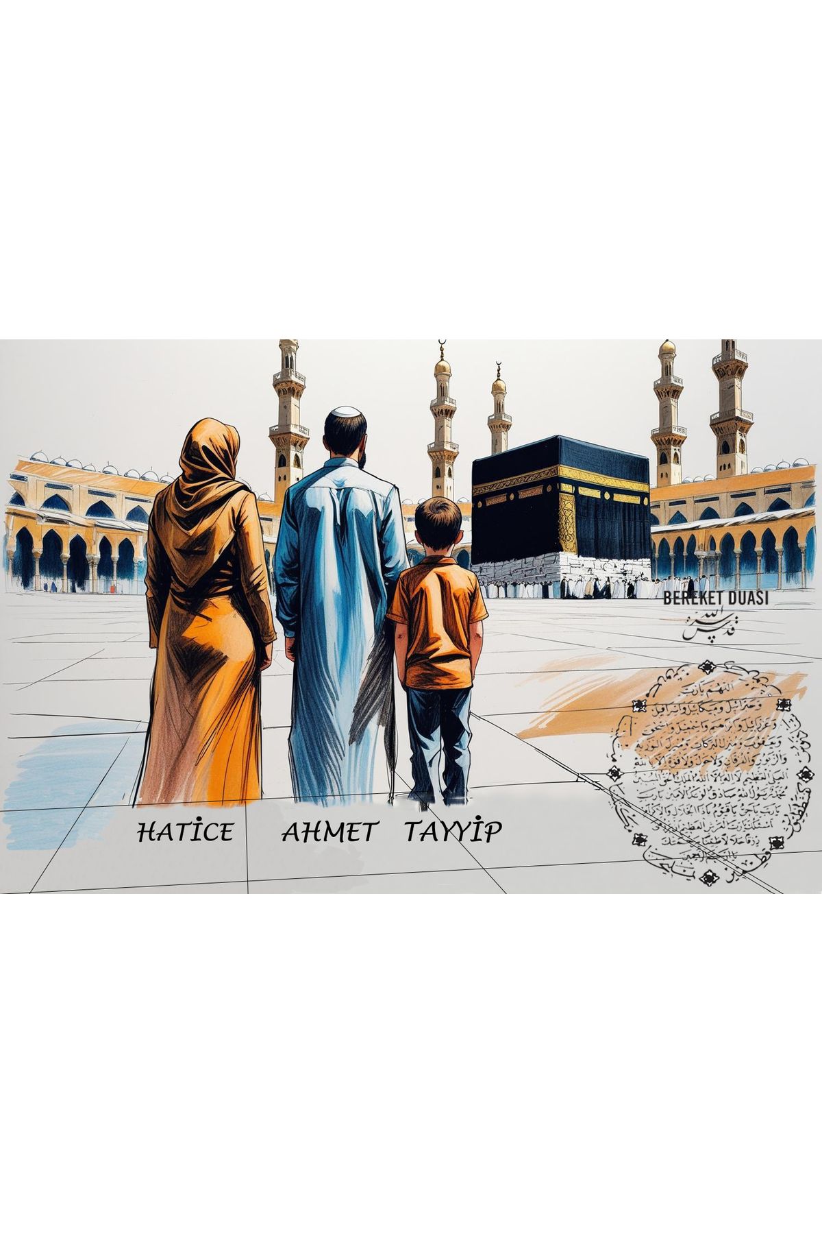 TABLOCUM Kişiye Özel Kutsal Topraklar Tablosu / Bereket Duası / Hac Tablosu / Kabe Tablo