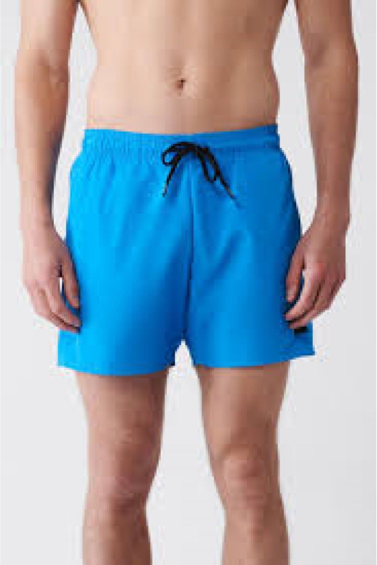 yenteks Mavi Basic Standart Boy Slim Fit Bel Lastikli İçi Fileli Deniz Şort
