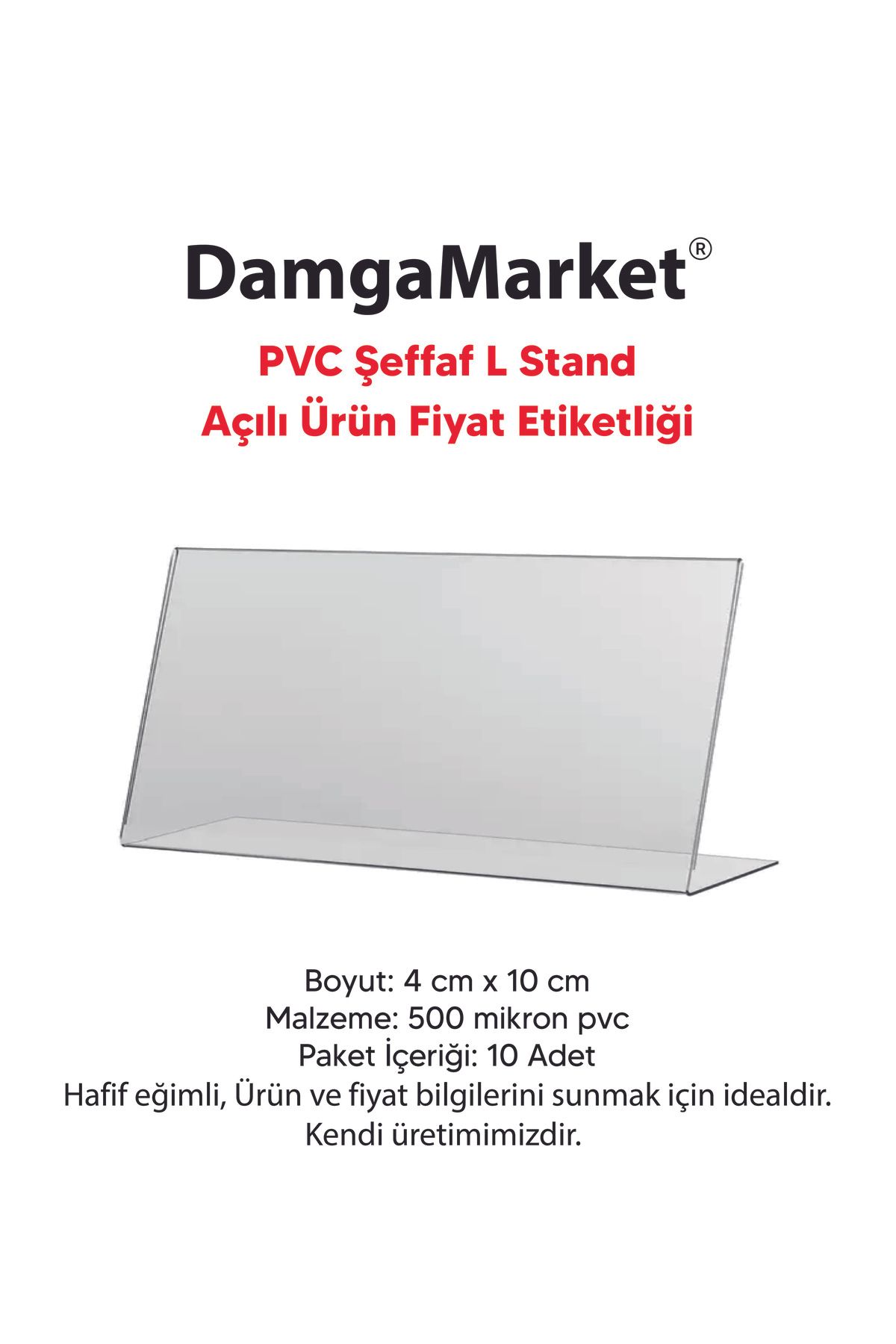 DamgaMarket 10 Adet PVC Şeffaf Etiketlik 4x10 cm,PVC Raf Etiketlik, Kart Tutucu, PVC Fiyat Stand, Ürün Etiketlik