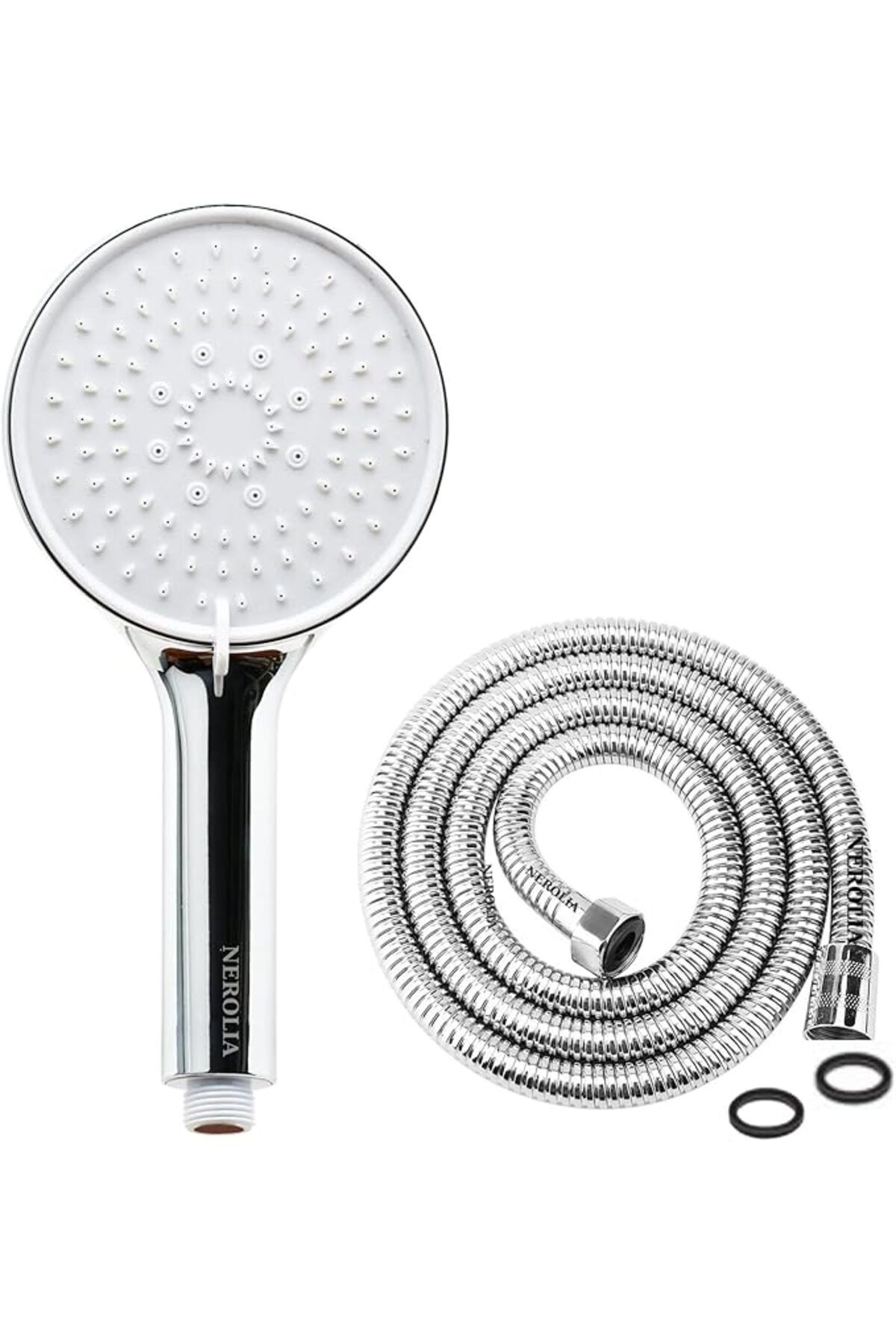 ShopZum Stoneseries Lüks Duş Seti - 3 Farklı Püskürtmeli Full Krom Kaplama El Duşu + 170 Cm Çift