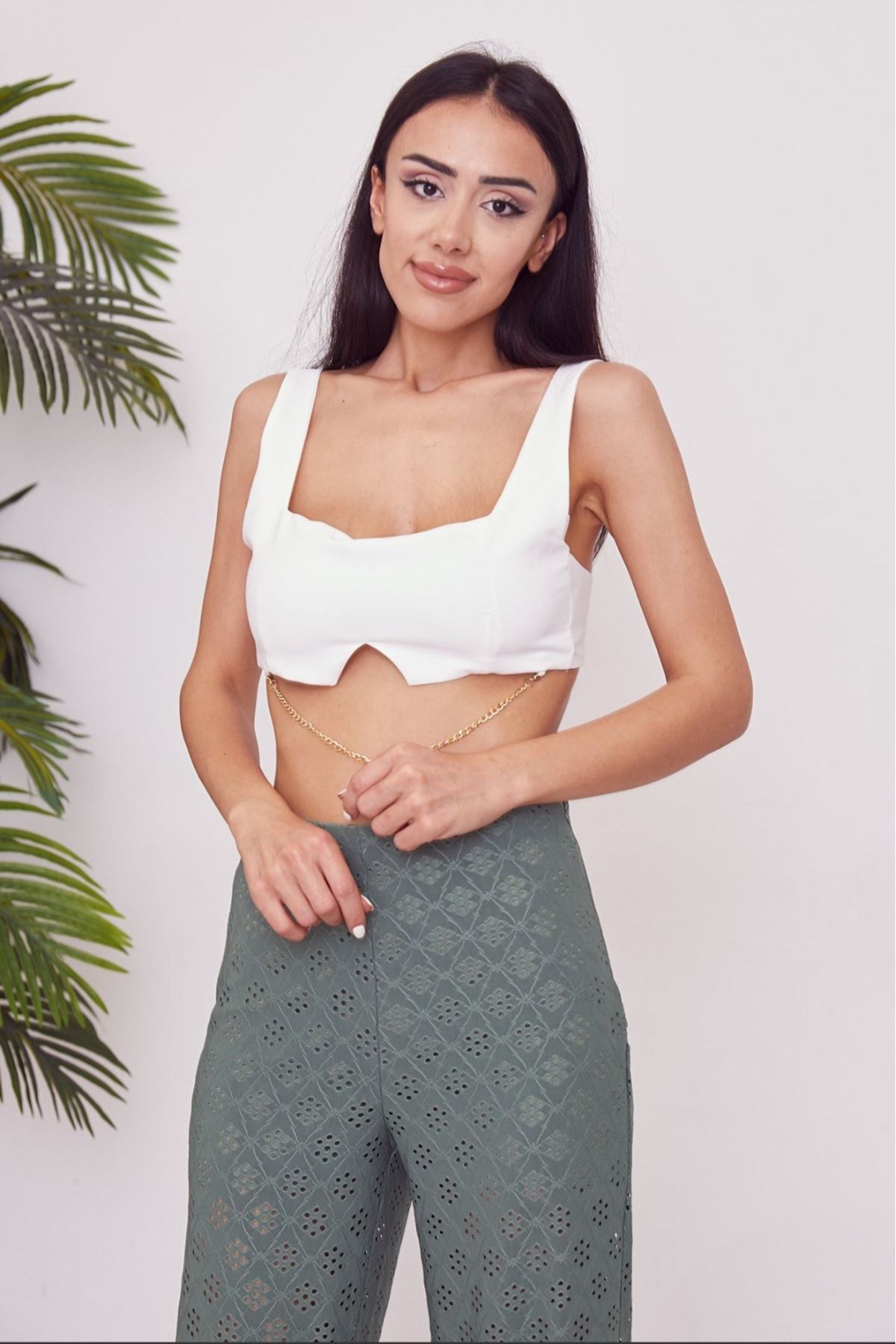 DENİKK Yudoowear,zincir detayli beyaz renk büstiyer