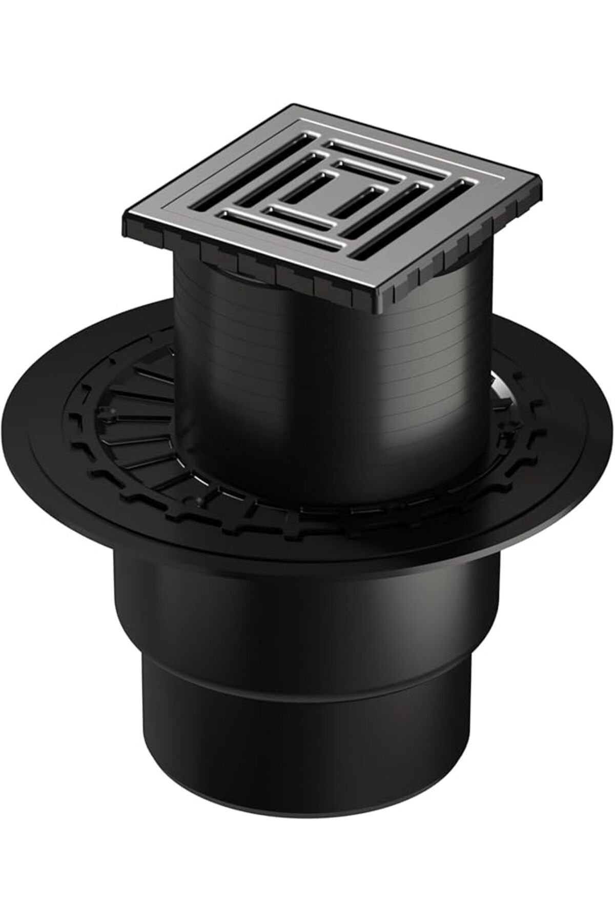 ShopZum V-Flow Kare 5607320 Yalıtımlı Duş Kanalı, Alttan Çıkışlı, 10X10 Cm, Dk 800 Kapak, Mat Krom