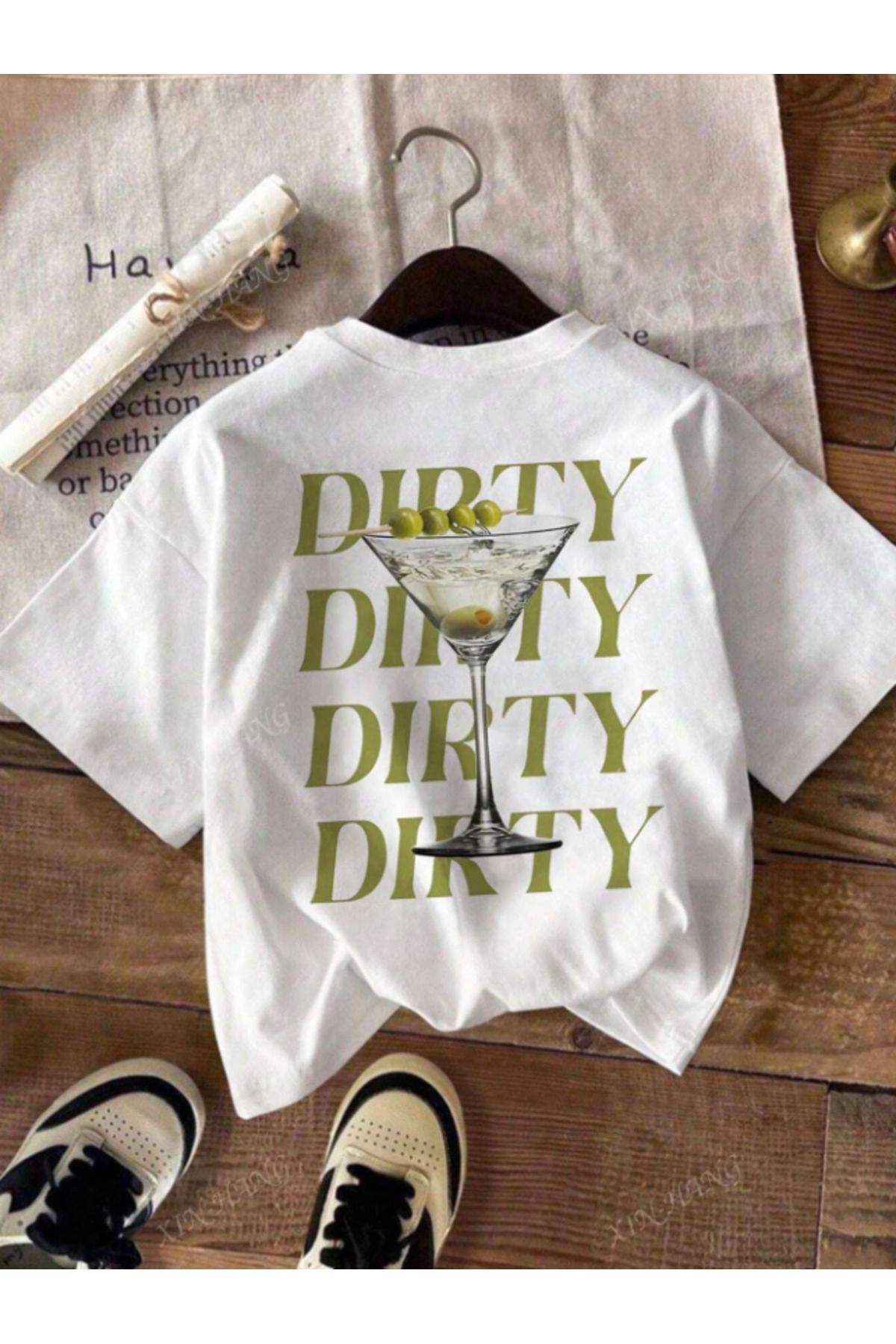 Framgan Kadın/Erkek KOKTEYL Özel Baskılı Günlük Kısa Kollu Pamuklu T-Shirt