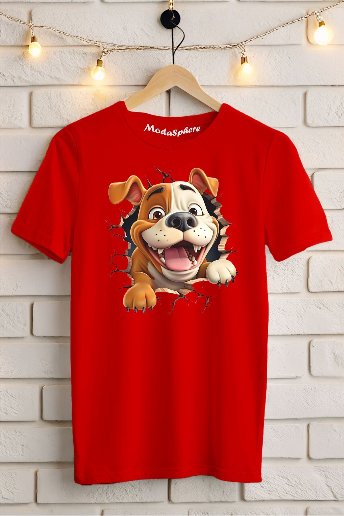 ModaSphere Cute Dog Baskılı Unisex Oversize Tişört