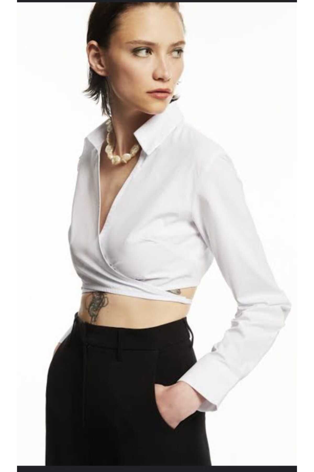 DENİKK Yudoowear, beyaz renk crop gömlek