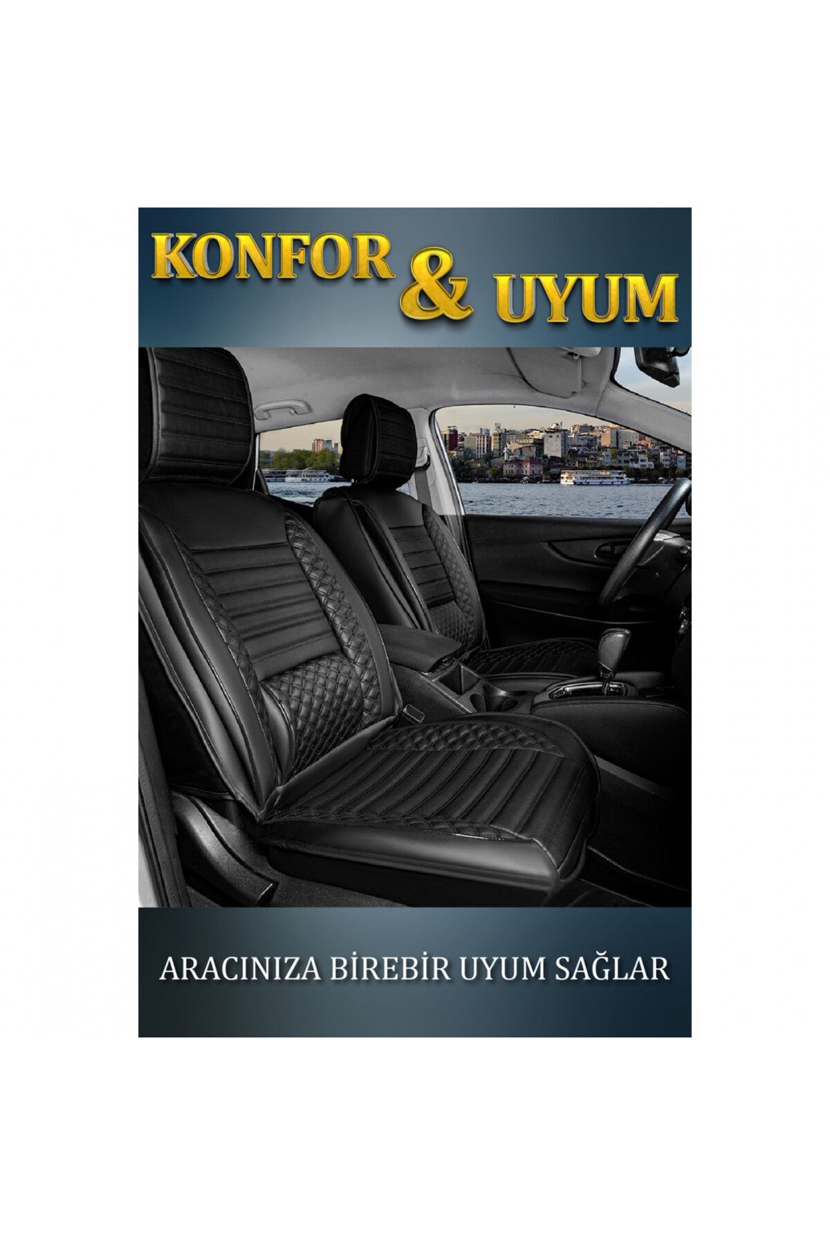 autogoodstore Peugeot 308 Stw 2008-13 Uyumlu 3 Tekli Lüx Deri Oto Koltuk Kılıfı Ön Arka Takım Safir SİYAH