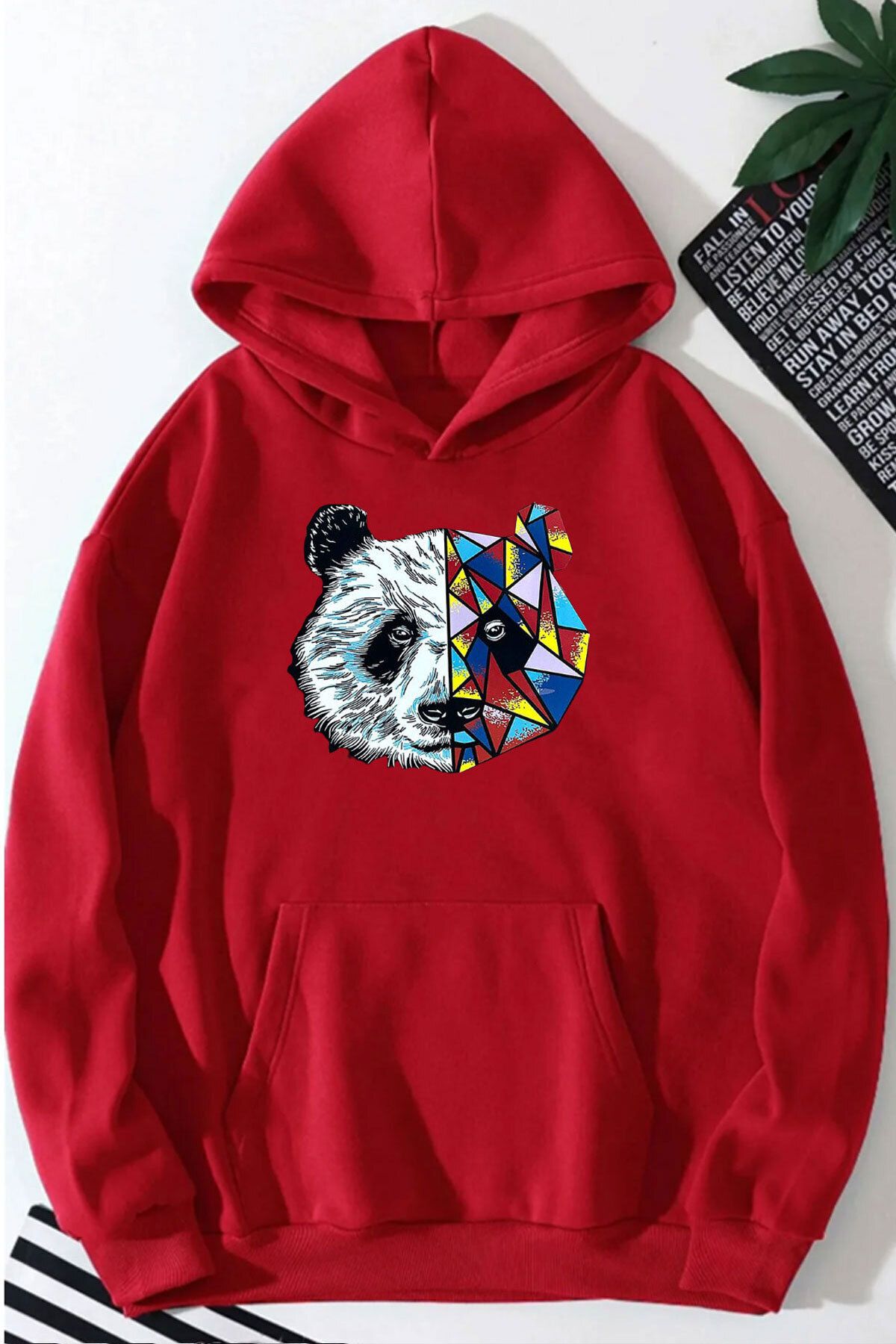 ModaSphere Panda Baskılı Kapüşonlu Sweatshirt