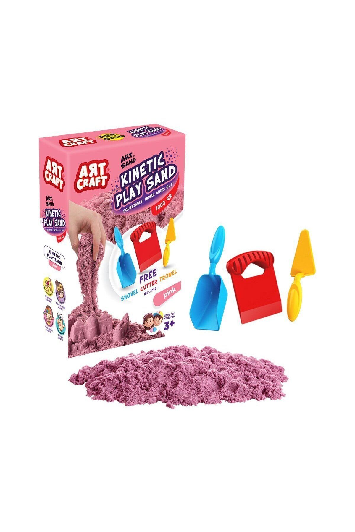 Easy Tedarik 03693 AKSESUARLI PEMBE KİNETİK OYUN KUMU 1000 GR