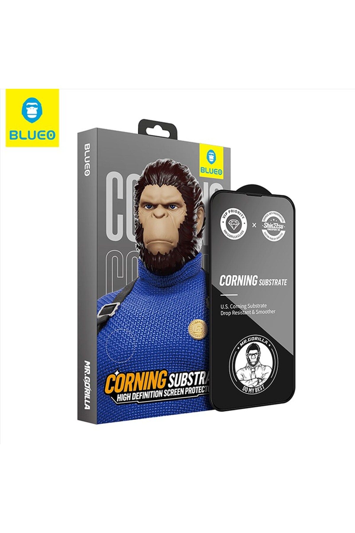 BLUEO Corning Gorilla iPhone 12 Uyumlu Çizilme ve Darbelere Ekstra Dayanıklı HD Cam Ekran Koruyucu