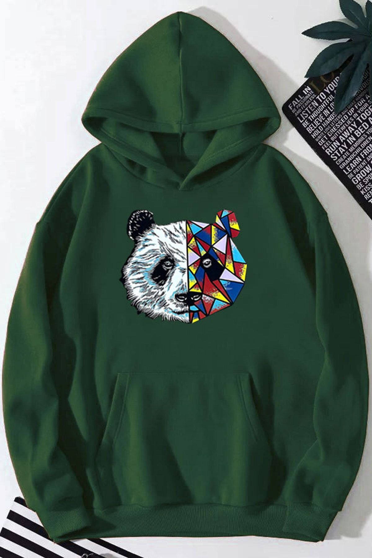 ModaSphere Panda Baskılı Kapüşonlu Sweatshirt