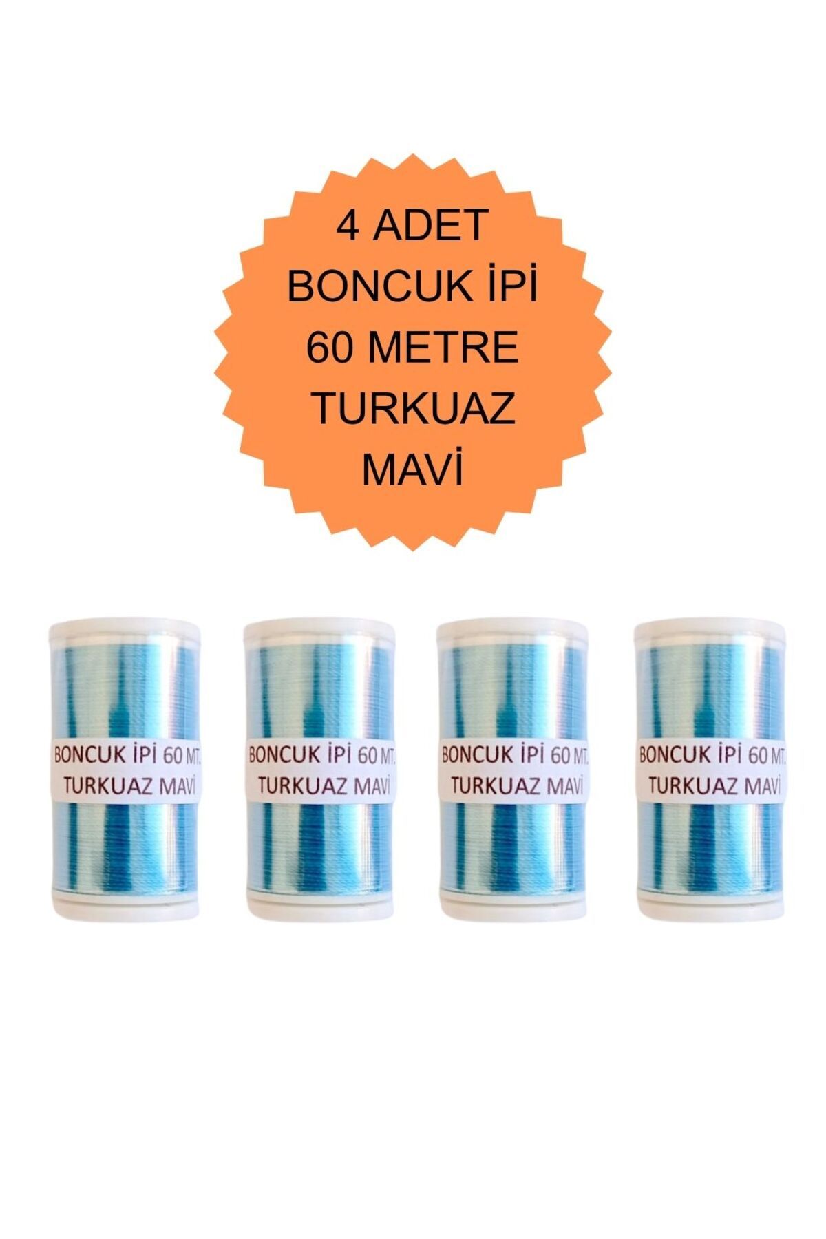 Eskişehir hobi sanat 4 Adet 60 Metre Turkuaz Mavi Renk Kum Boncuk ipi Boncuk İşleme ipi Miyuki ipi