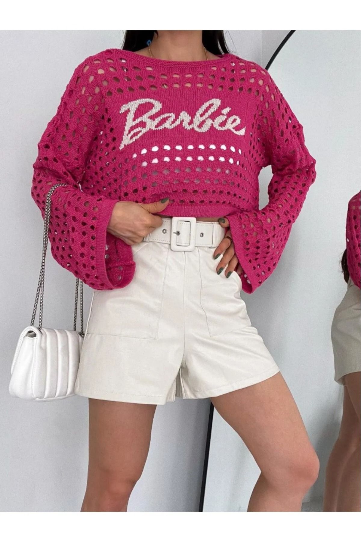 Lacesta Baskılı Delikli Crop