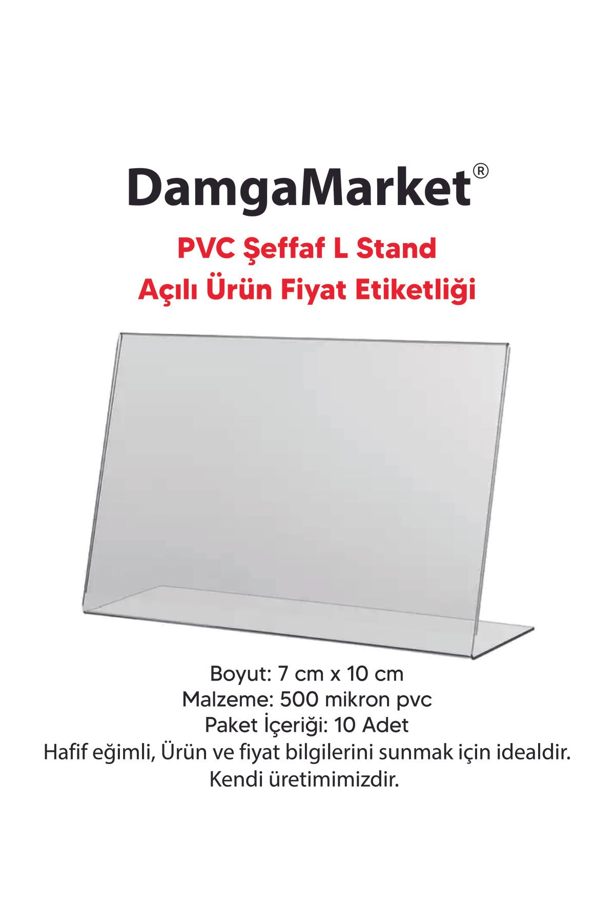 DamgaMarket 10 Adet PVC Şeffaf Etiketlik 7x10 cm,PVC Raf Etiketlik, Kart Tutucu, PVC Fiyat Stand, Ürün Etiketlik