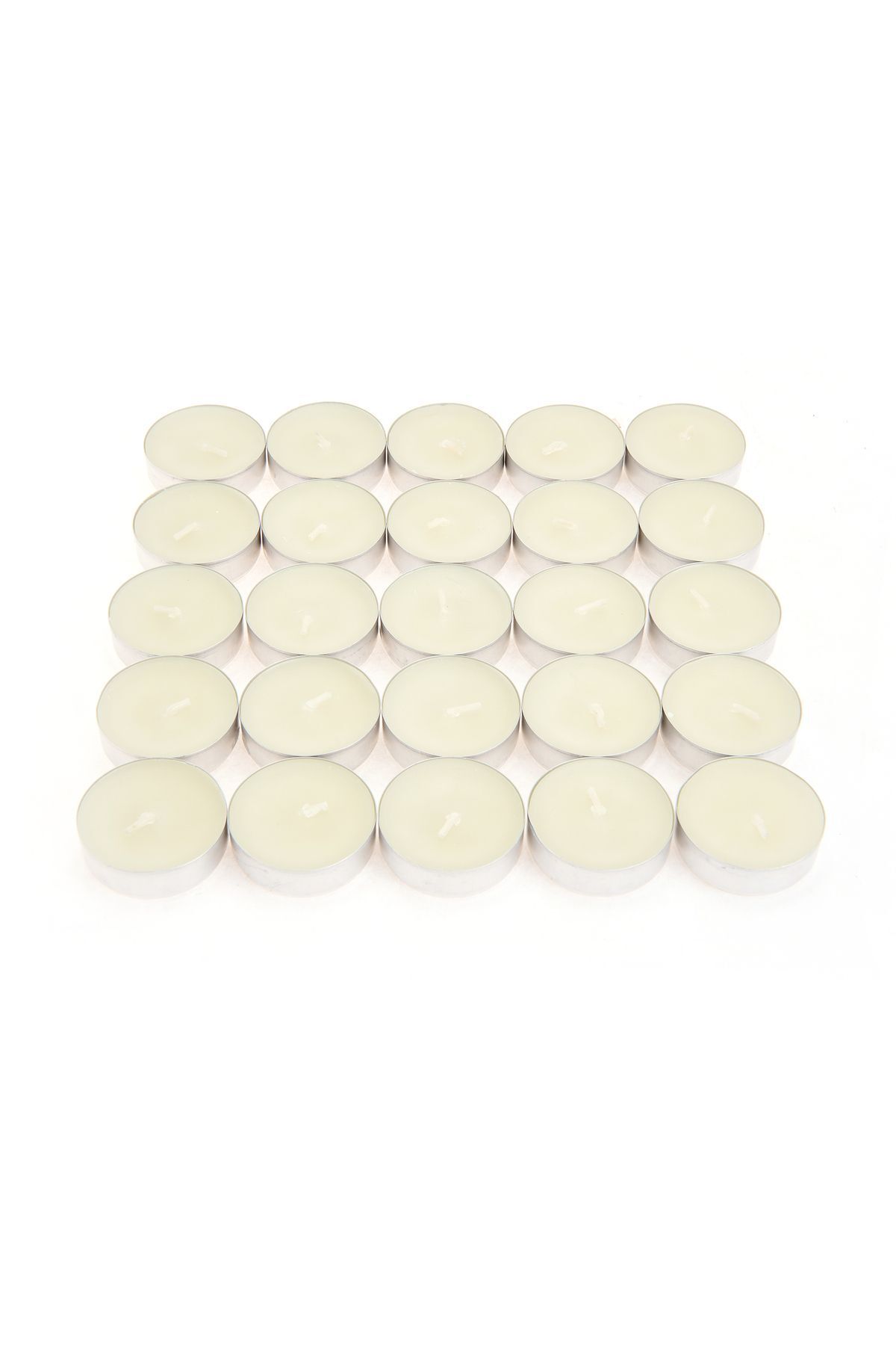Elioure 25'li Beyaz Tealight Mum - 3,8 cm, şık ve parlak ortamlar için ideal