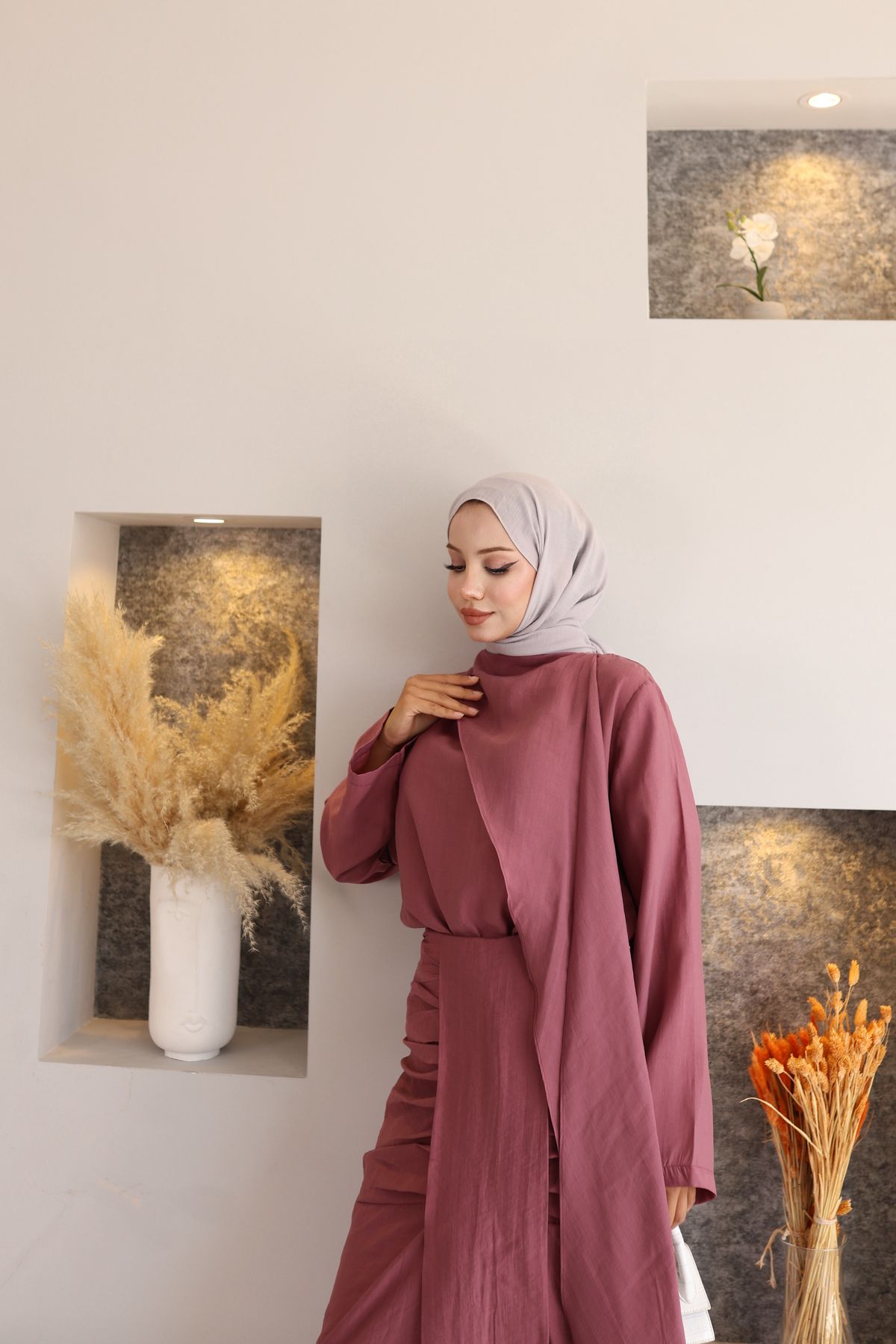 Butik Şal yaka etekli takım