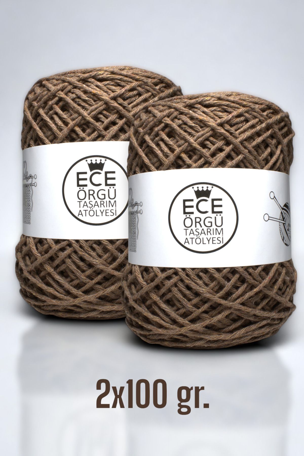 Ece Örgü Tasarım Atölyesi Toprak rengi, %100 koton , bükümlü el örgü ipi (200 gr.)
