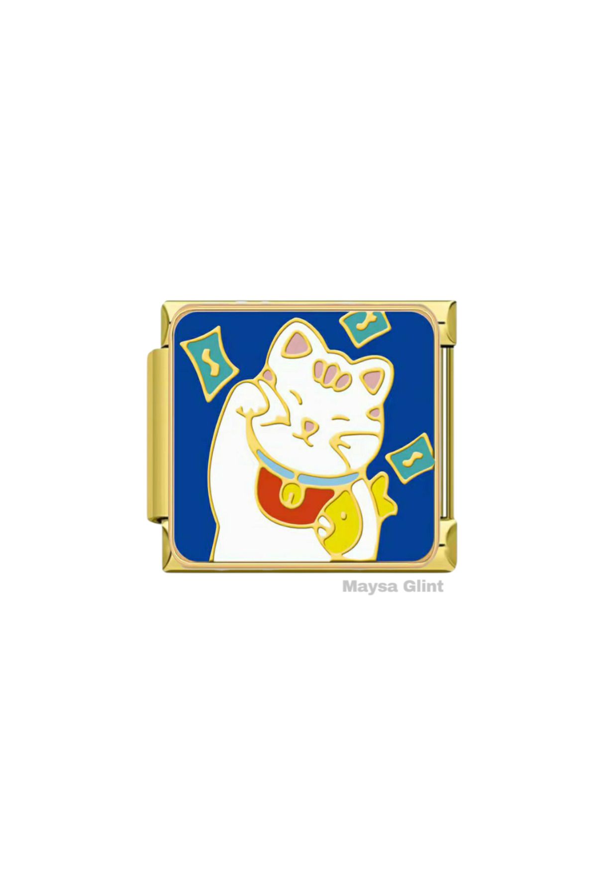 Maysa Glint Paslanmaz Çelik Charm Gold Kedi İtalyan Bileklik Charmı
