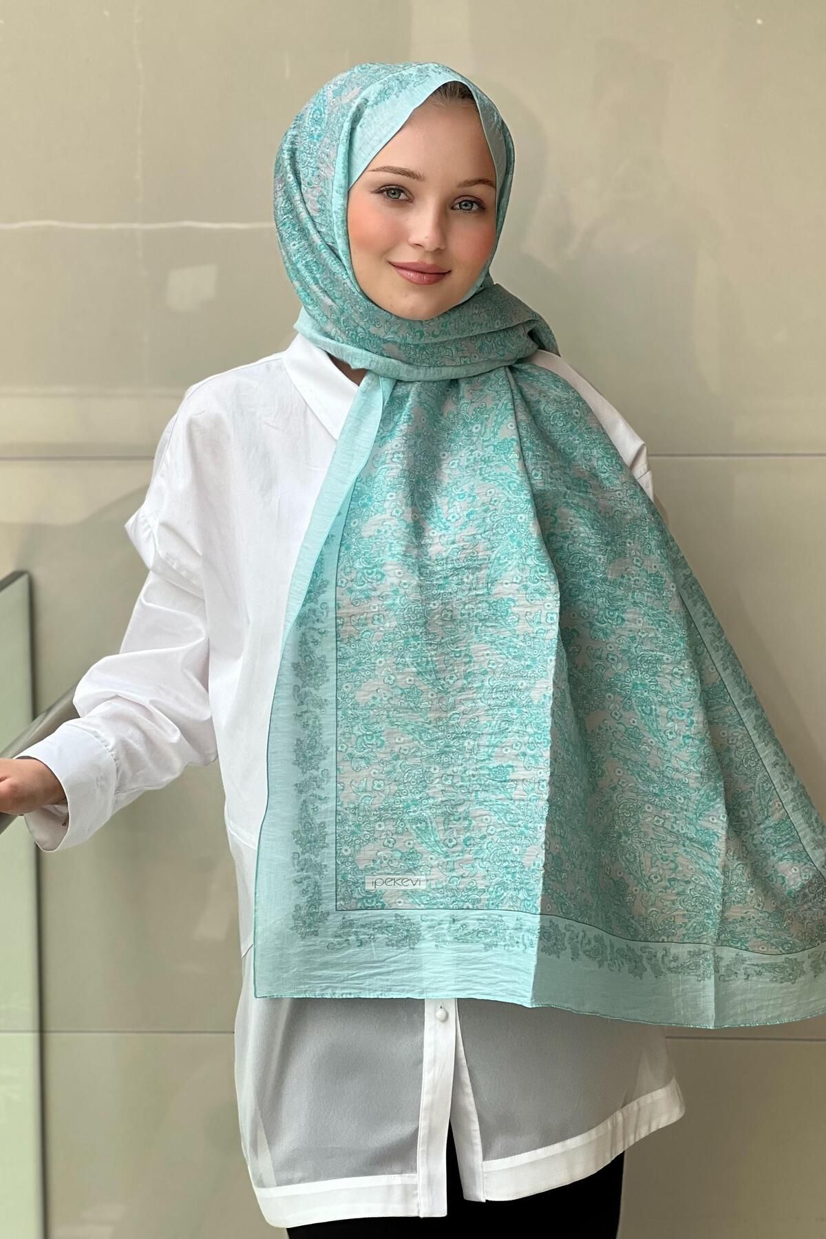 ipekevi İpekevi Kenar Şeritlieri Şal Desen Dört Mevsim Şal