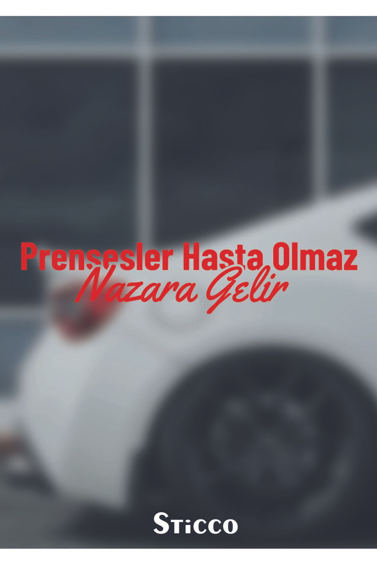 Sticco Prensesler Hasta Olmaz Nazara Gelir Sticker Yazı JDM Araba-Motosiklet Cam Etiket Sticker 19x4cm