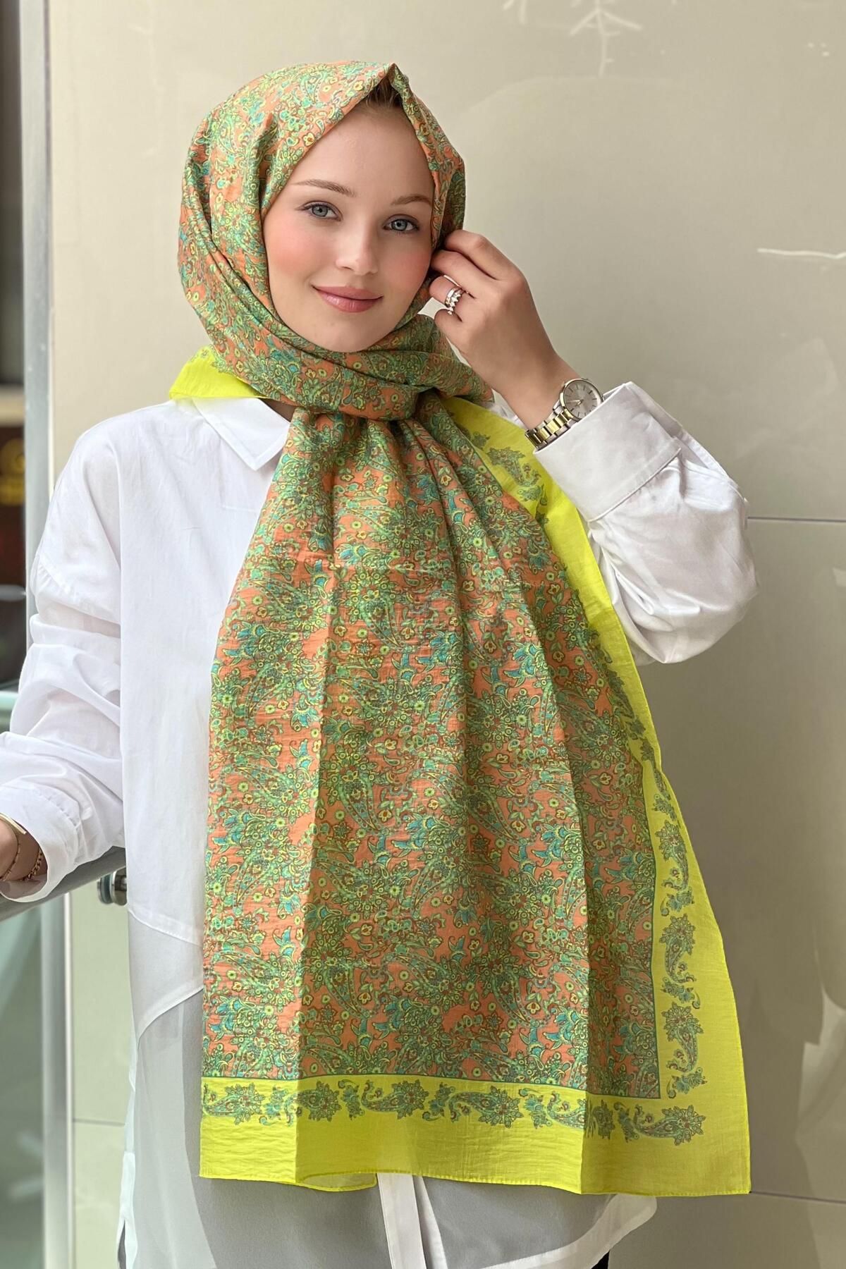 ipekevi İpekevi Kenar Şeritlieri Şal Desen Dört Mevsim Şal