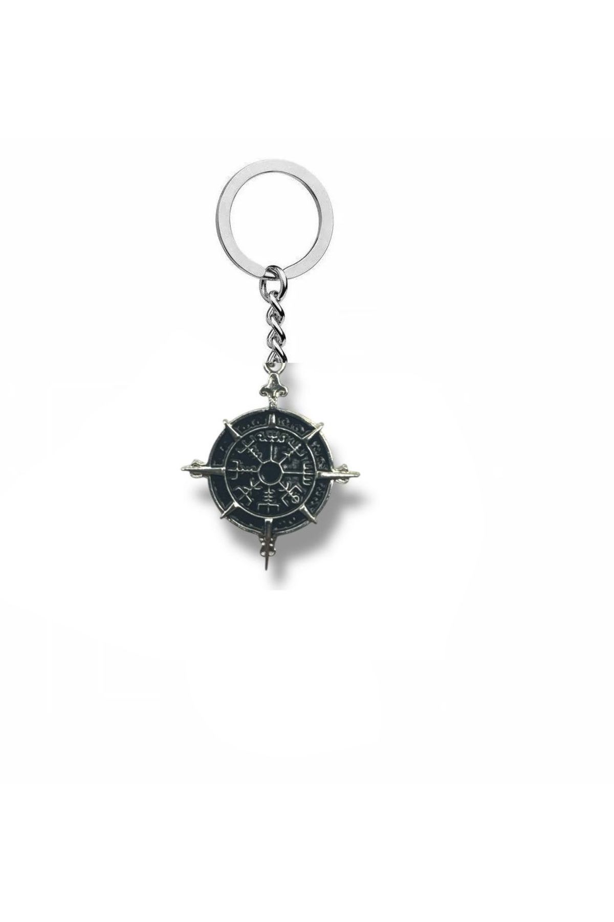Herşey Nota Antik Görünümlü Viking Pusulası (Vegvísir) Figürlü Unisex Anahtarlık – Koruma Temalı Aksesuar