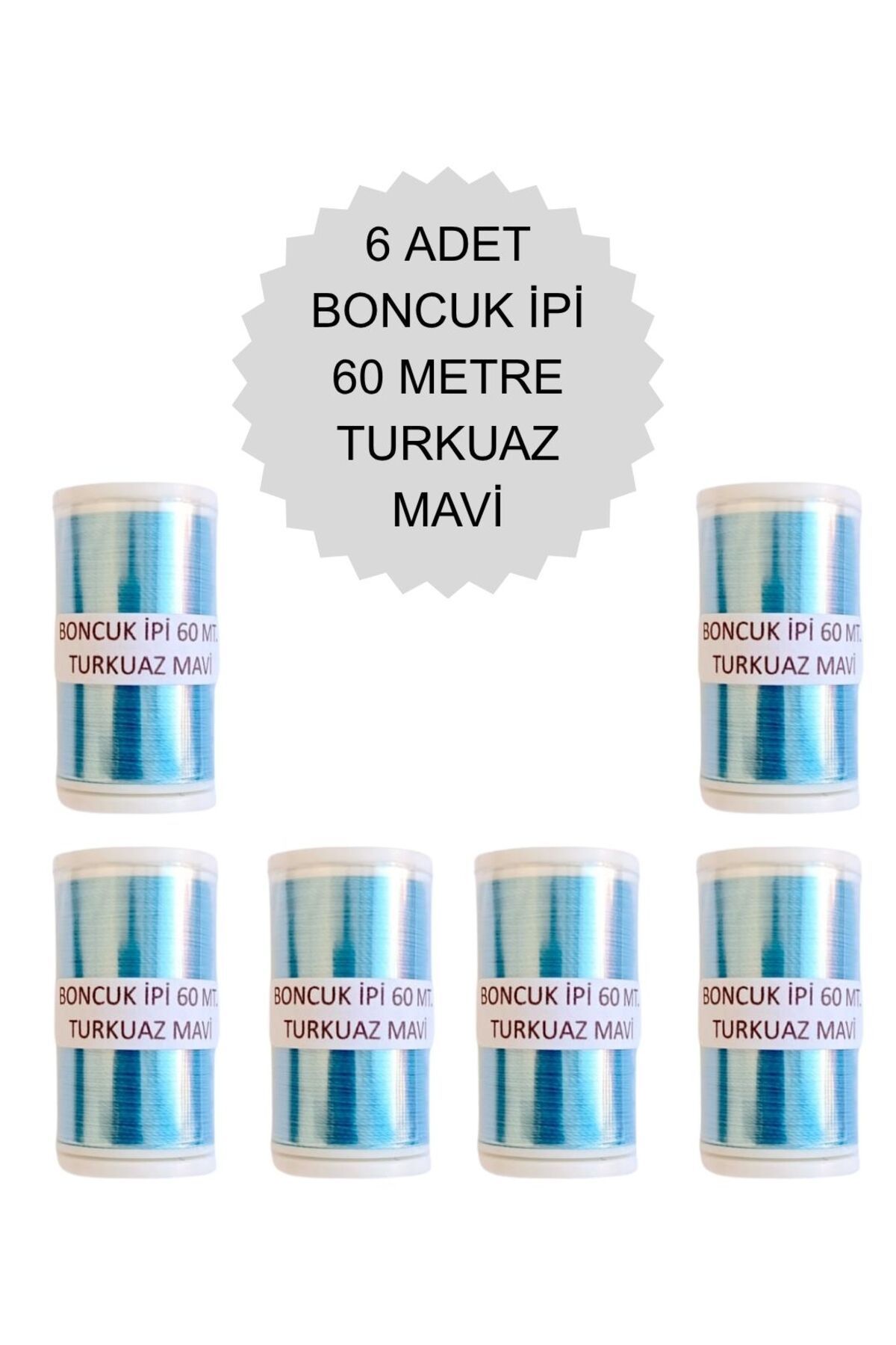 Eskişehir hobi sanat 6 Adet 60 Metre Turkuaz Mavi Renk Kum Boncuk ipi Boncuk İşleme ipi Miyuki ipi